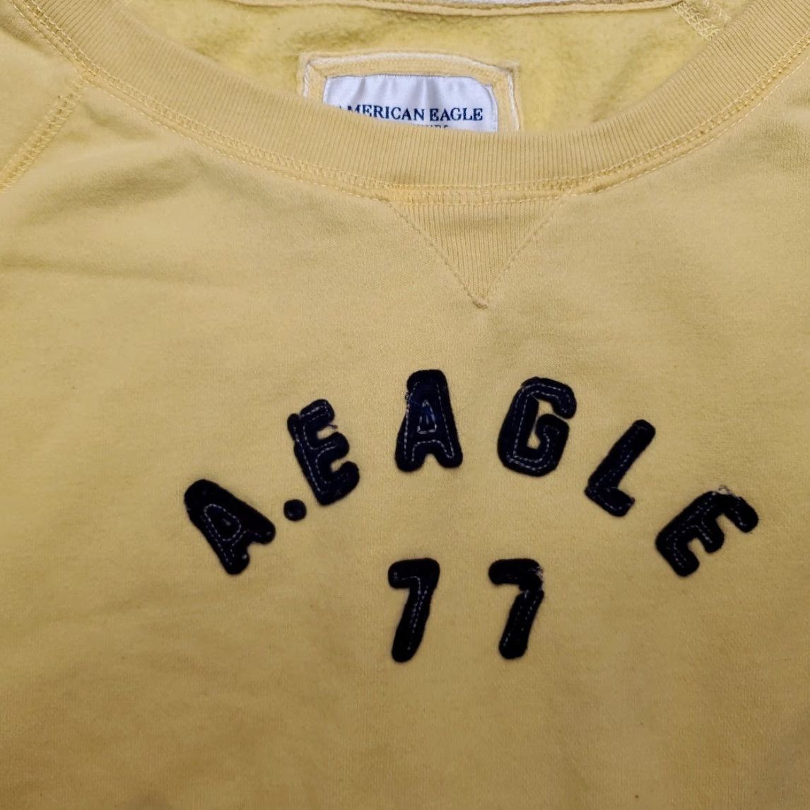 American Eagle Outfitters VINTAGE American Eagle Sweatshirt Womens M Yellow Cropped Pullover Fleece 90s Y2K Preppy Hoodie Mens Womens? Size M / US 6-8 / IT 42-44 - 3 Thumbnail