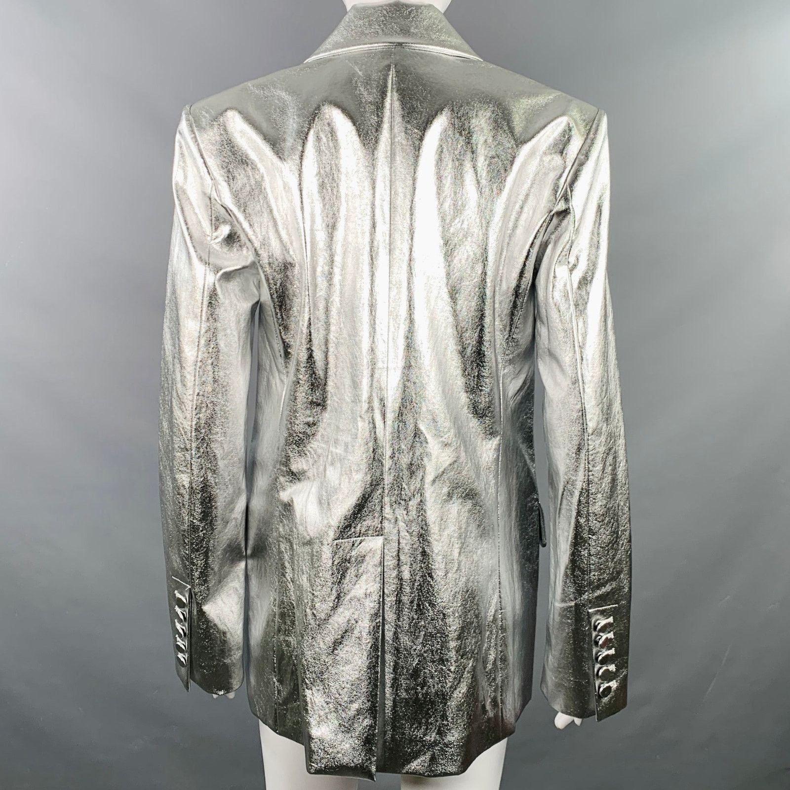 A.L.C. A.L.C. Size M Silver Viscose Blend Metallic Jacket Blazer Size M / US 6-8 / IT 42-44 - 3 Thumbnail