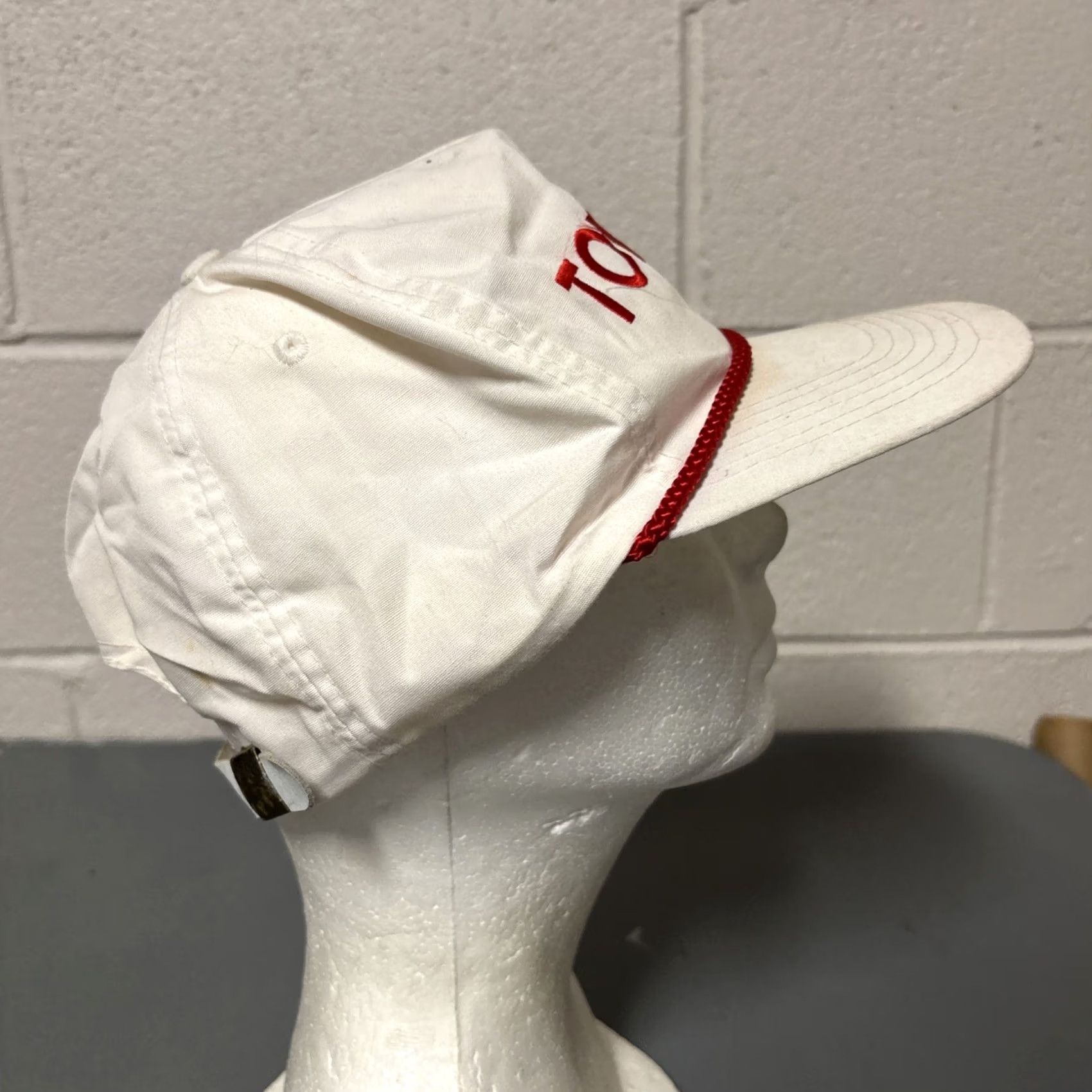 Vintage VINTAGE Toyota Corded Leather Hat White Adjustable Spellout Mens Size ONE SIZE - 4 Thumbnail