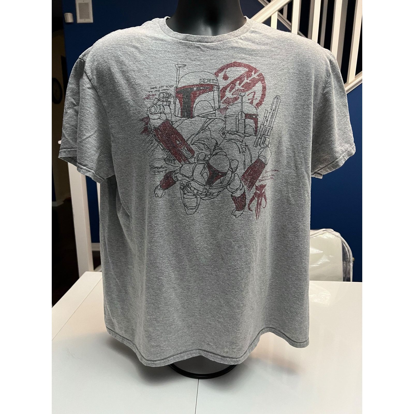 Mad Engine Star Wars Boba Fett Illustrated Gray Shirt XL Action Pose Size US XL / EU 56 / 4 - 1 Thumbnail