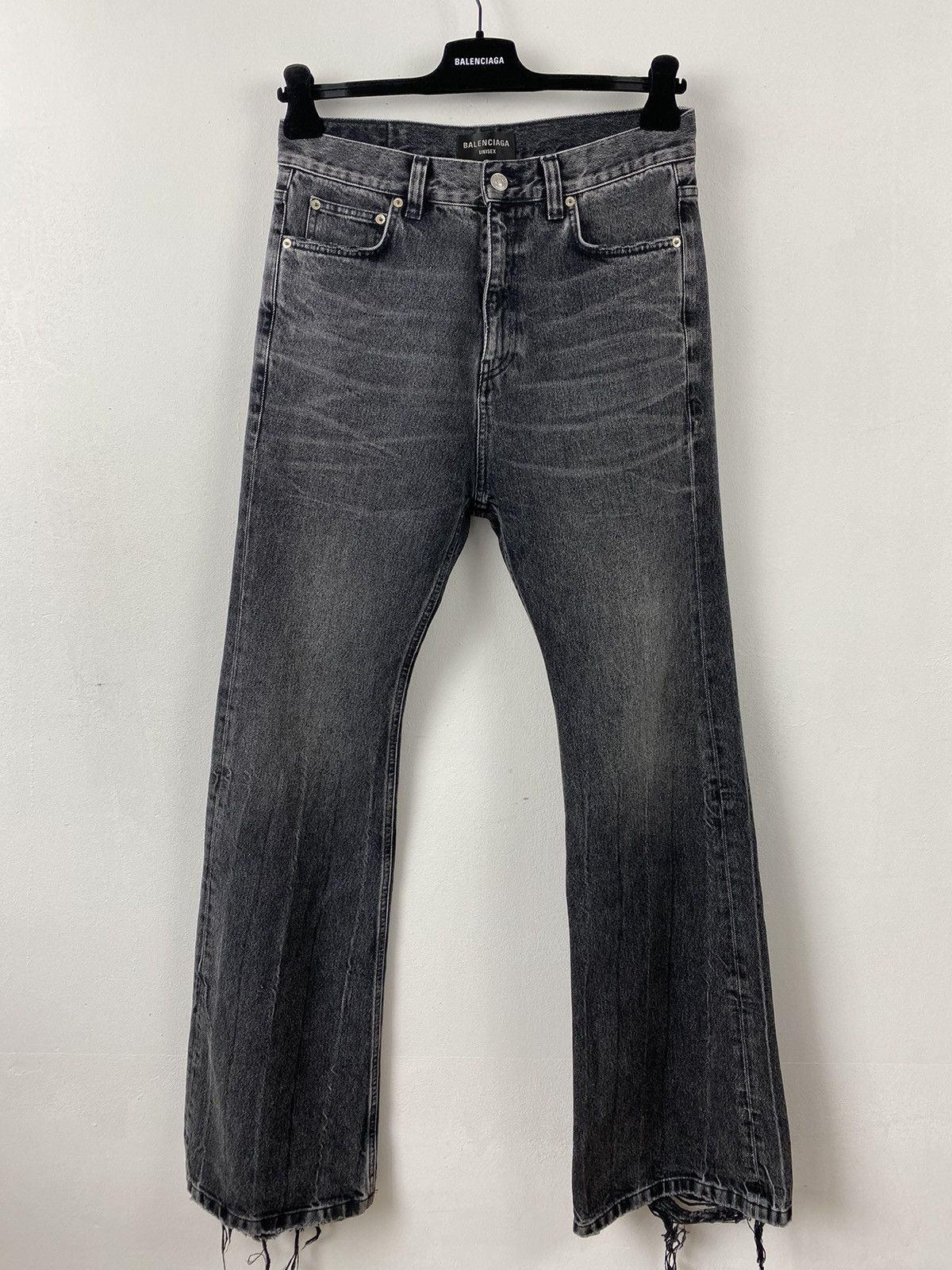 image of Balenciaga Fw22 Lost Tape Flared Jeans Denim in Black, Men's (Size 30)