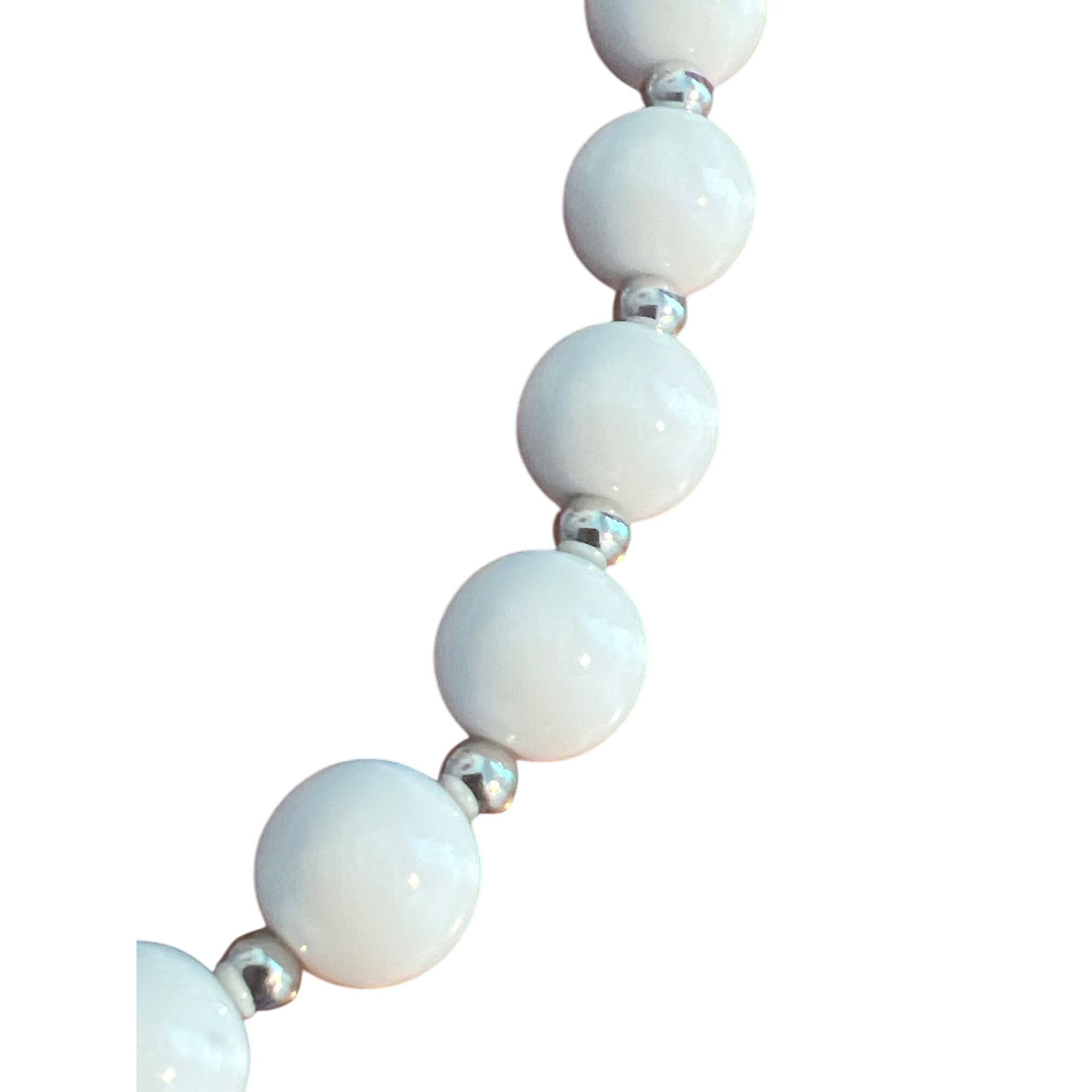 Monet Vintage Monet White Acrylic Bead Necklace Silver Tone Classi Size ONE SIZE - 2 Thumbnail