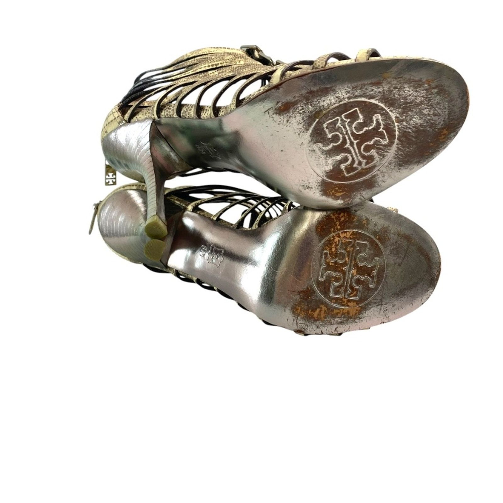 Tory Burch Tory Burch Caged Strappy Snake Print Stiletto Heels Sz 8 Size US 8 / IT 38 - 8 Thumbnail