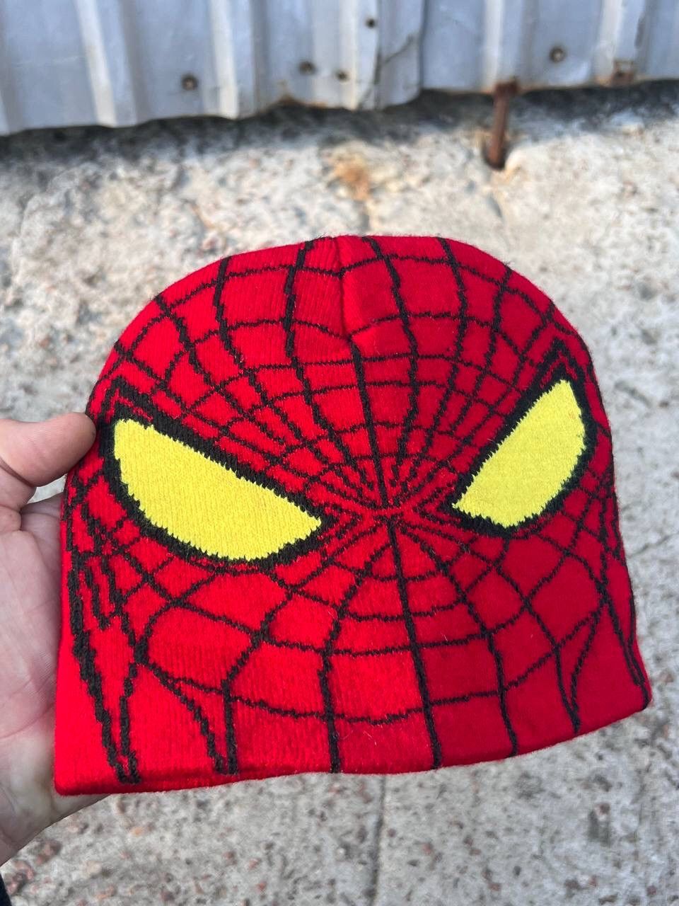 Japanese Brand × Vintage Y2k Spider Man Beanie Hat Eye Big Logo 00s Size ONE SIZE - 4 Thumbnail