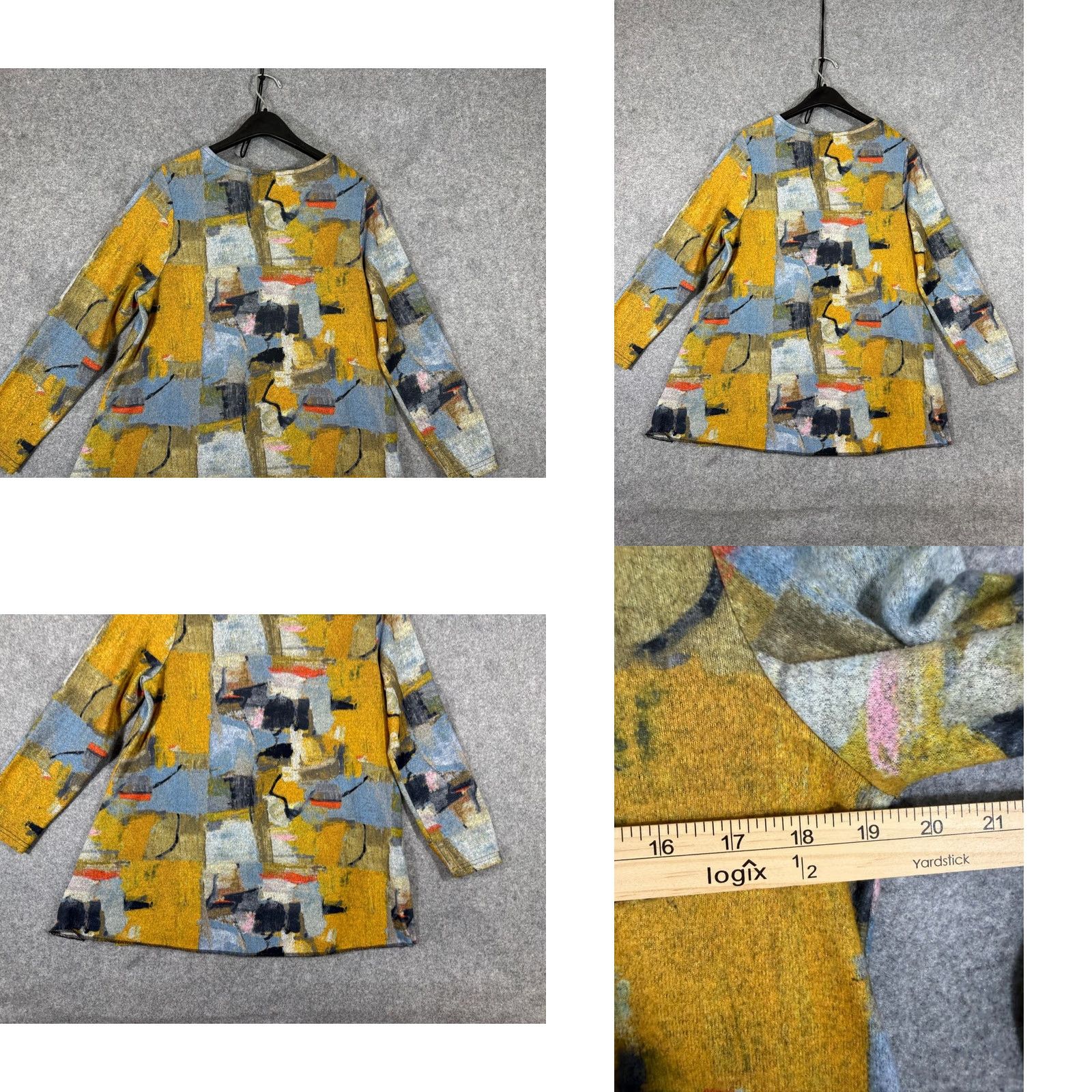Vintage Shana Sweater Womens S Yellow Blue Abstract Print Knit Long Sleeve Pullover Relaxed Fit Casual 90s Womens Size S / US 4 / IT 40 - 8 Thumbnail