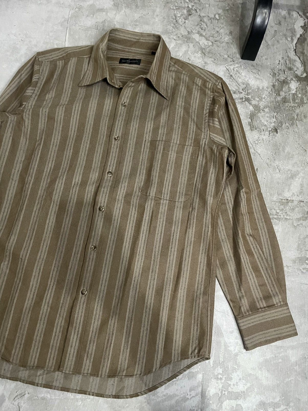 Kansai Yamamoto Kansai Yamamoto Long Shirt Button Up Stripe Pattern Size US L / EU 52-54 / 3 - 2 Thumbnail