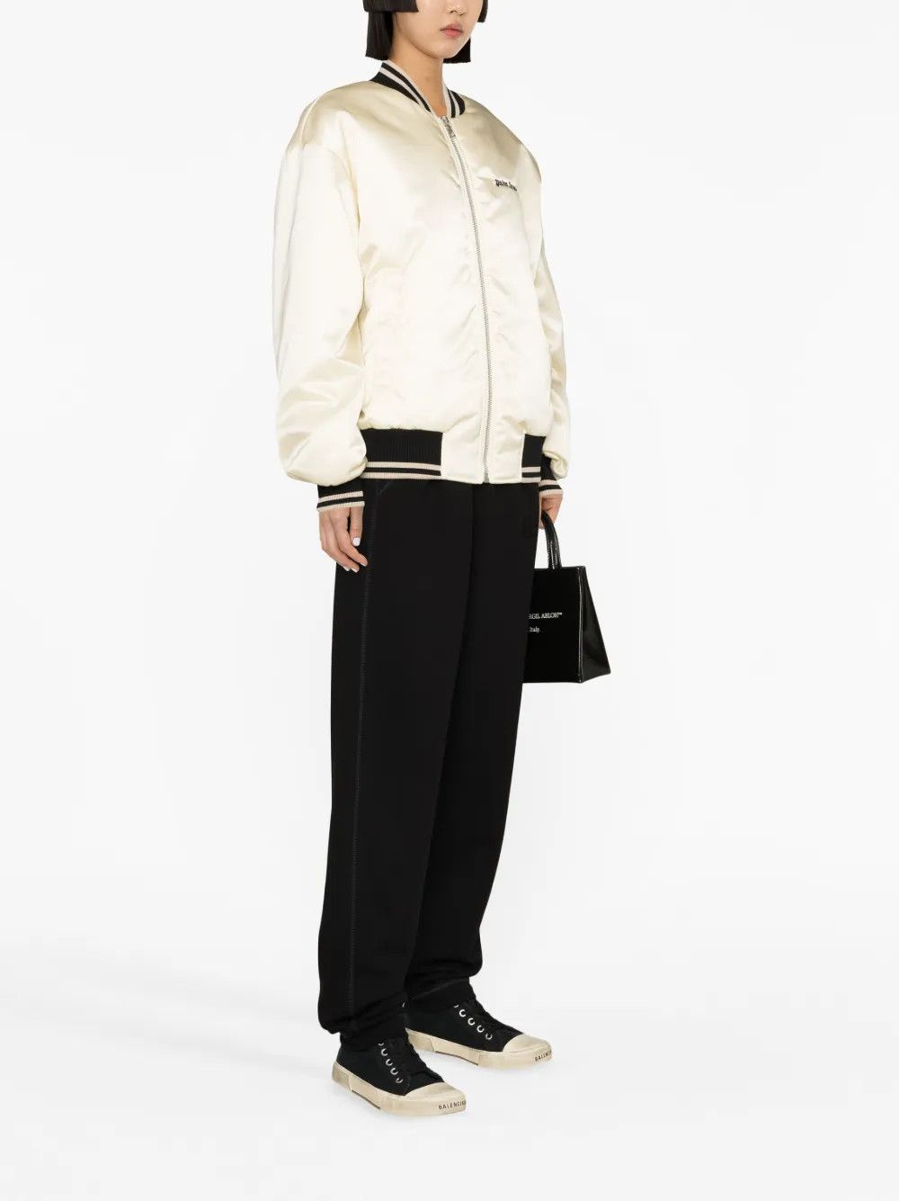 Palm Angels o1y1125 Bomber Jacket in Cream/Black Size S / US 4 / IT 40 - 2 Thumbnail