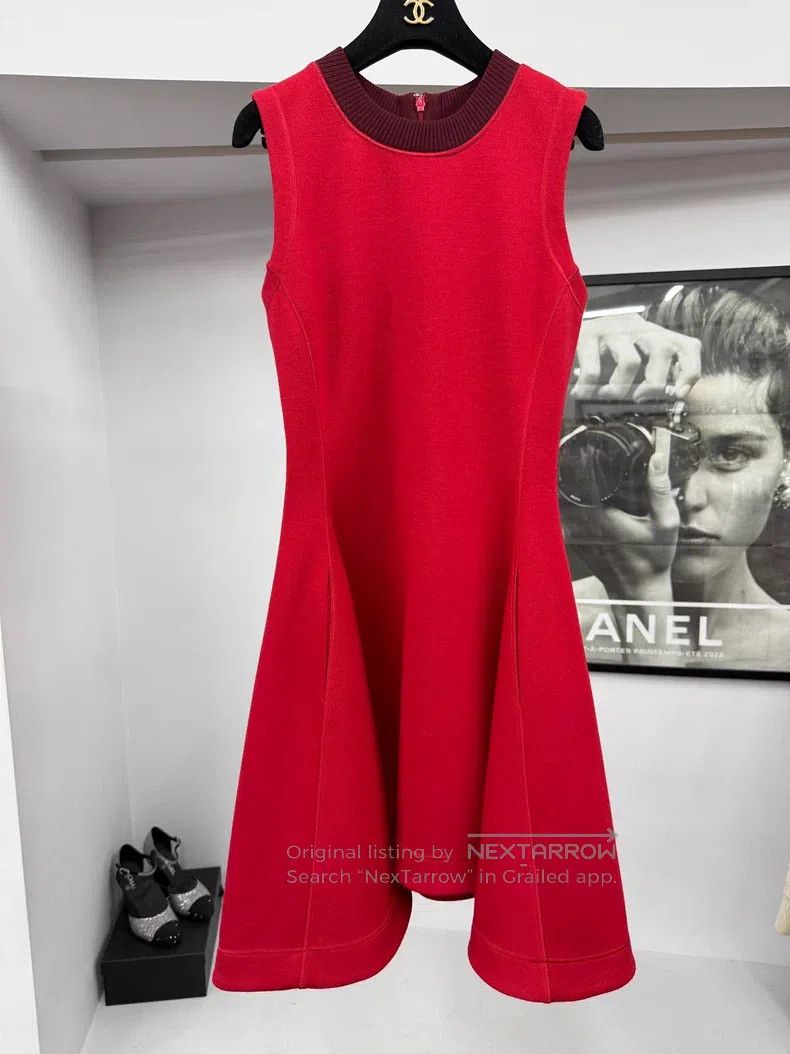 Dior Red wool waistless dress