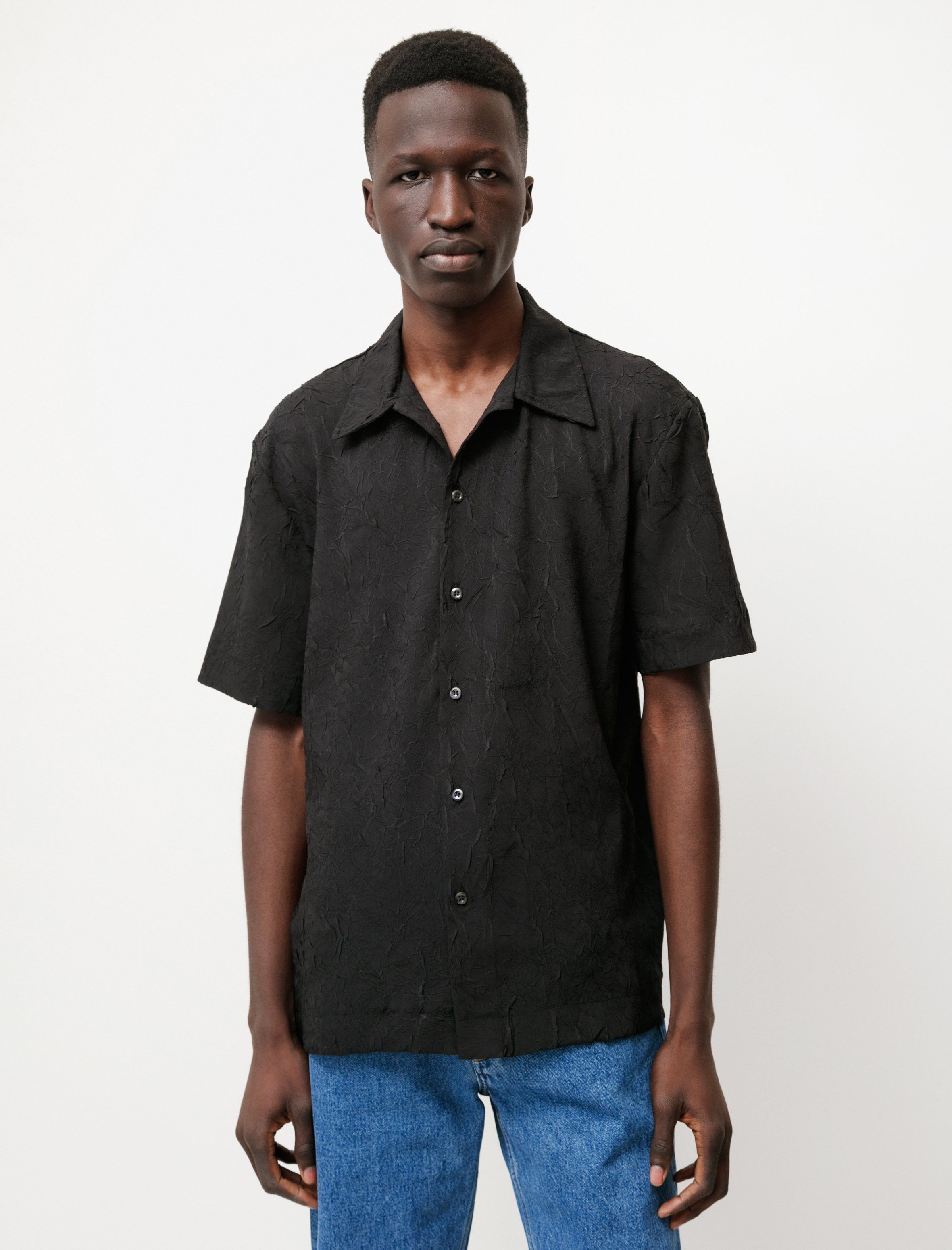 Sefr Séfr Suneham Crackled Black Shirt Size US S / EU 44-46 / 1 - 1 Thumbnail