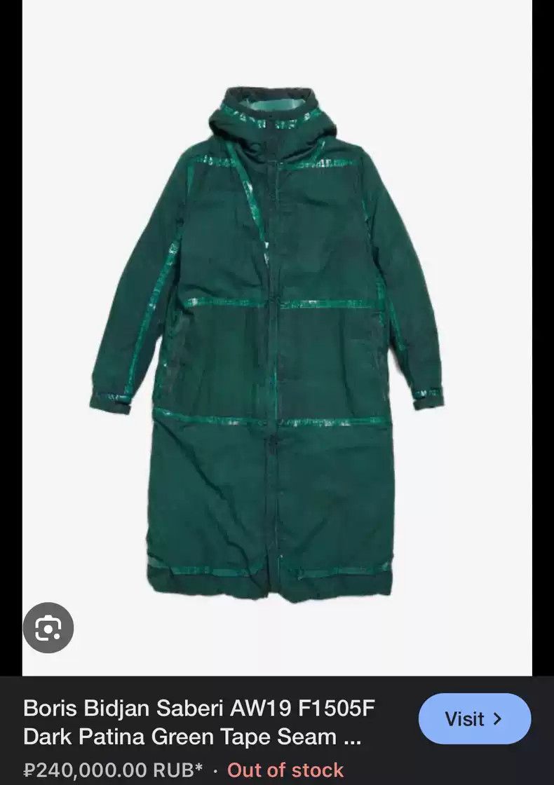 Boris Bidjan Saberi BBS 19AW Lake green tape coat padded jacket