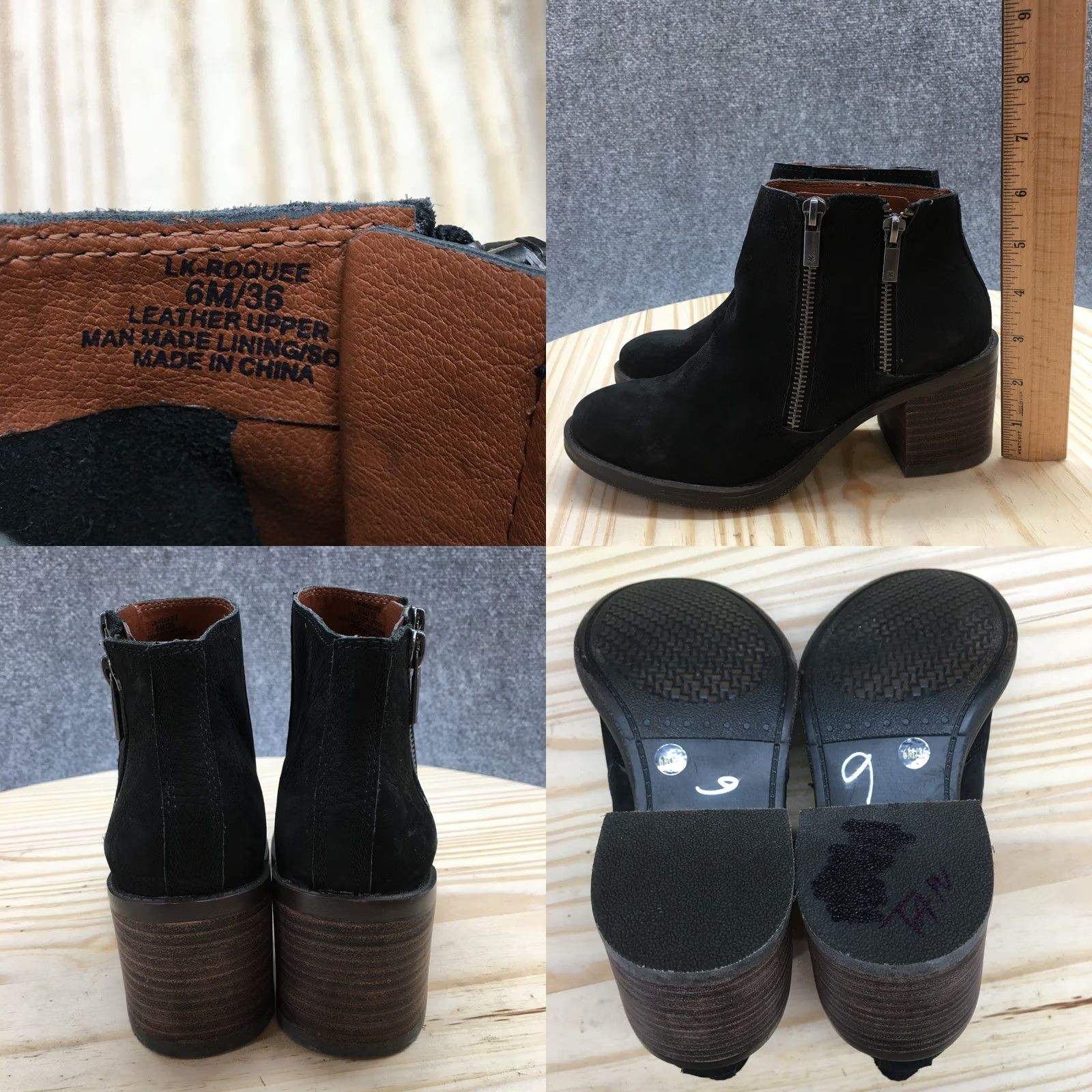 Lucky Brand Lucky Brand Boots Womens 6 M Roquee Ankle Booties Black Leather Block Heels Size US 6 / IT 36 - 9 Thumbnail