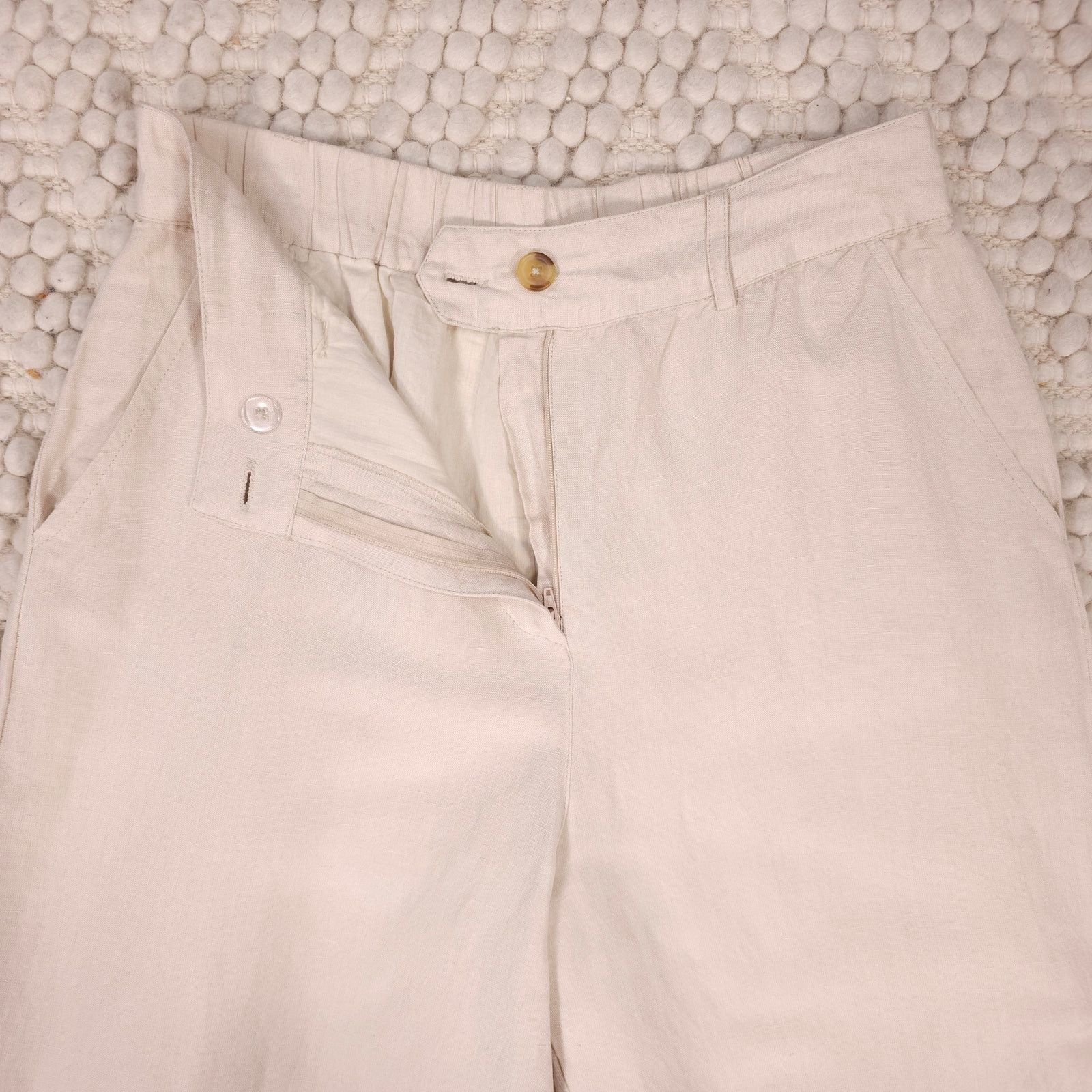 Boston Proper Boston Proper Linen Wide Leg Pants Natural Sz 10 Size 32" / US 10 / IT 46 - 3 Thumbnail