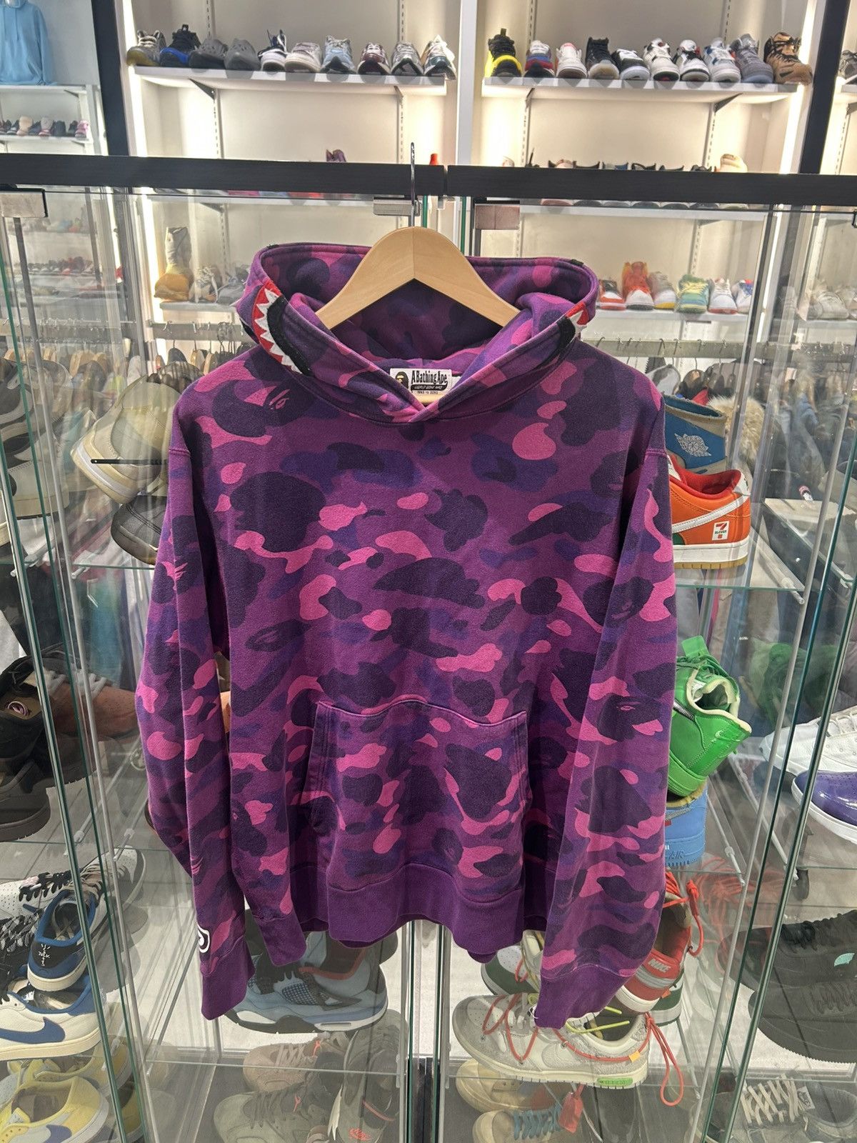 Bape shark pullover hoodie purple camo