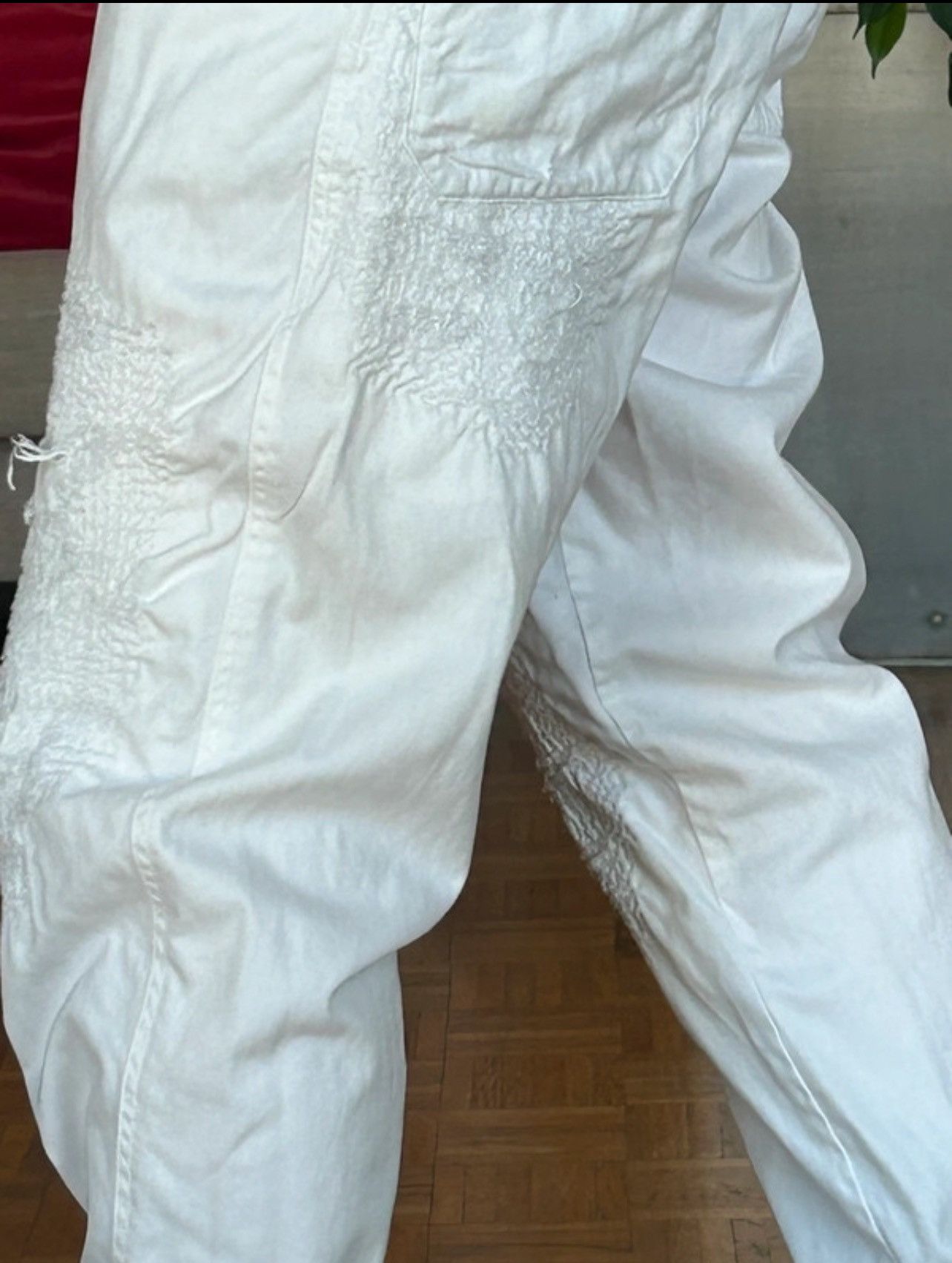 Y's Y’s by Yohji Yamamoto White Textured Cotton Pants Size 27" / US 4 / IT 40 - 2 Thumbnail