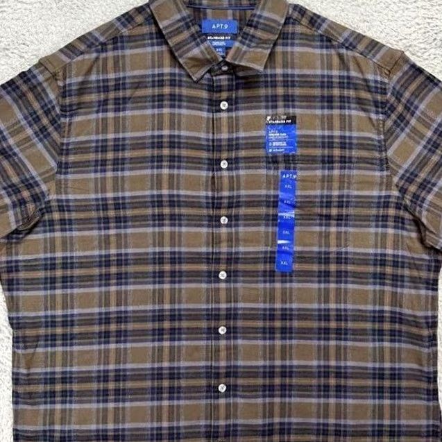 Apt. 9 Apt. 9 Shirt Men 2XL Brown Plaid Flannel Button-Up Standard Fit NEW Size US XXL / EU 58 / 5 - 2 Thumbnail