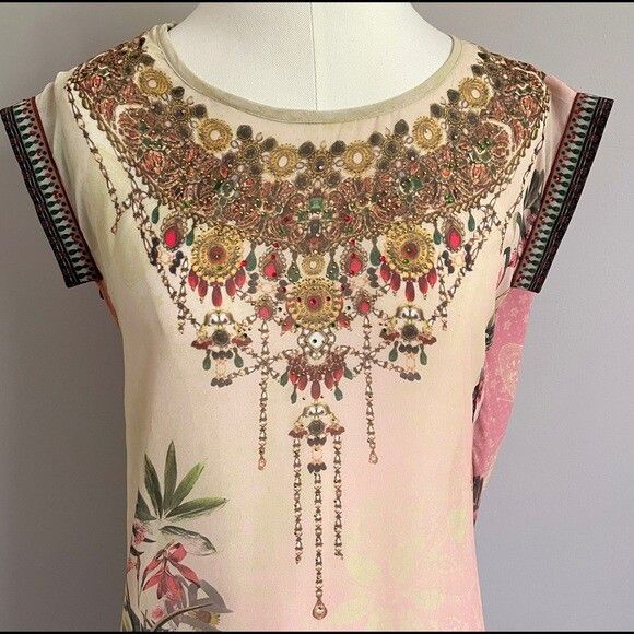 Desigual Desigual Elo Sheer Chiffon Flapper Bejeweled Knee Dress Size S / US 4 / IT 40 - 3 Thumbnail
