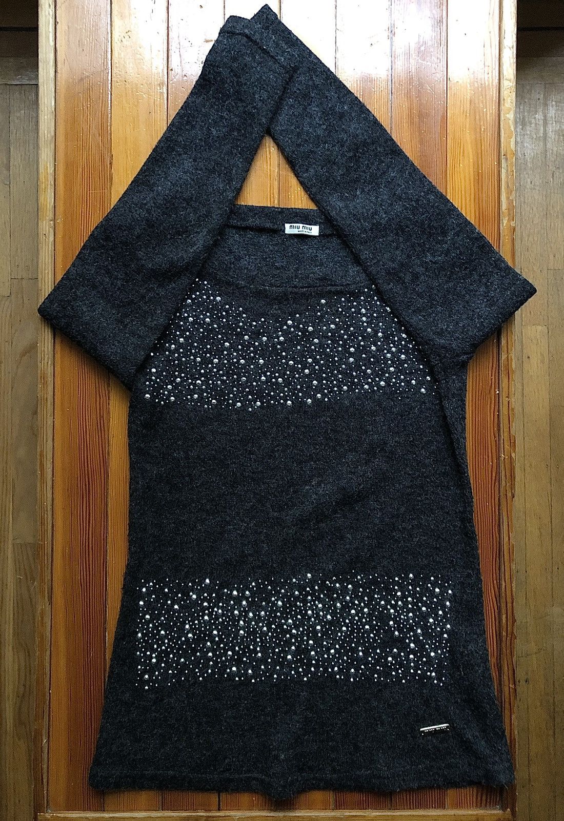 Miu Miu Miu Miu Vintage 2008 Bedazzled Fuzzy Sweater Size L / US 10 / IT 46 - 18 Thumbnail