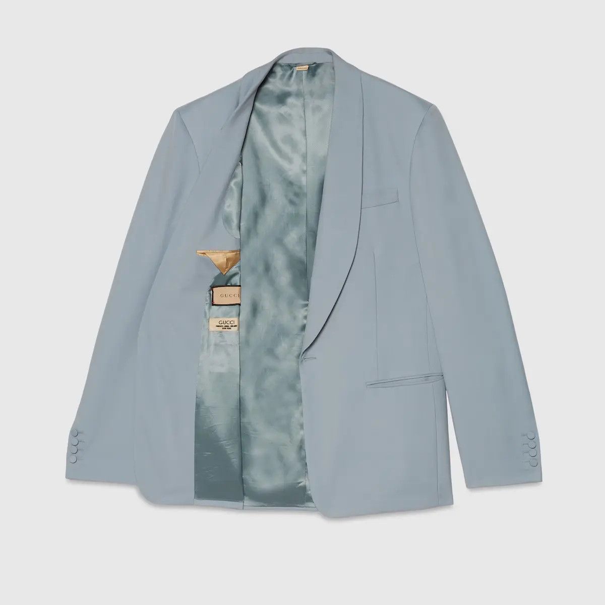 Gucci o1s1wg110125 Wool Mohair Formal Jacket in Light Blue Size US L / EU 52-54 / 3 - 2 Thumbnail