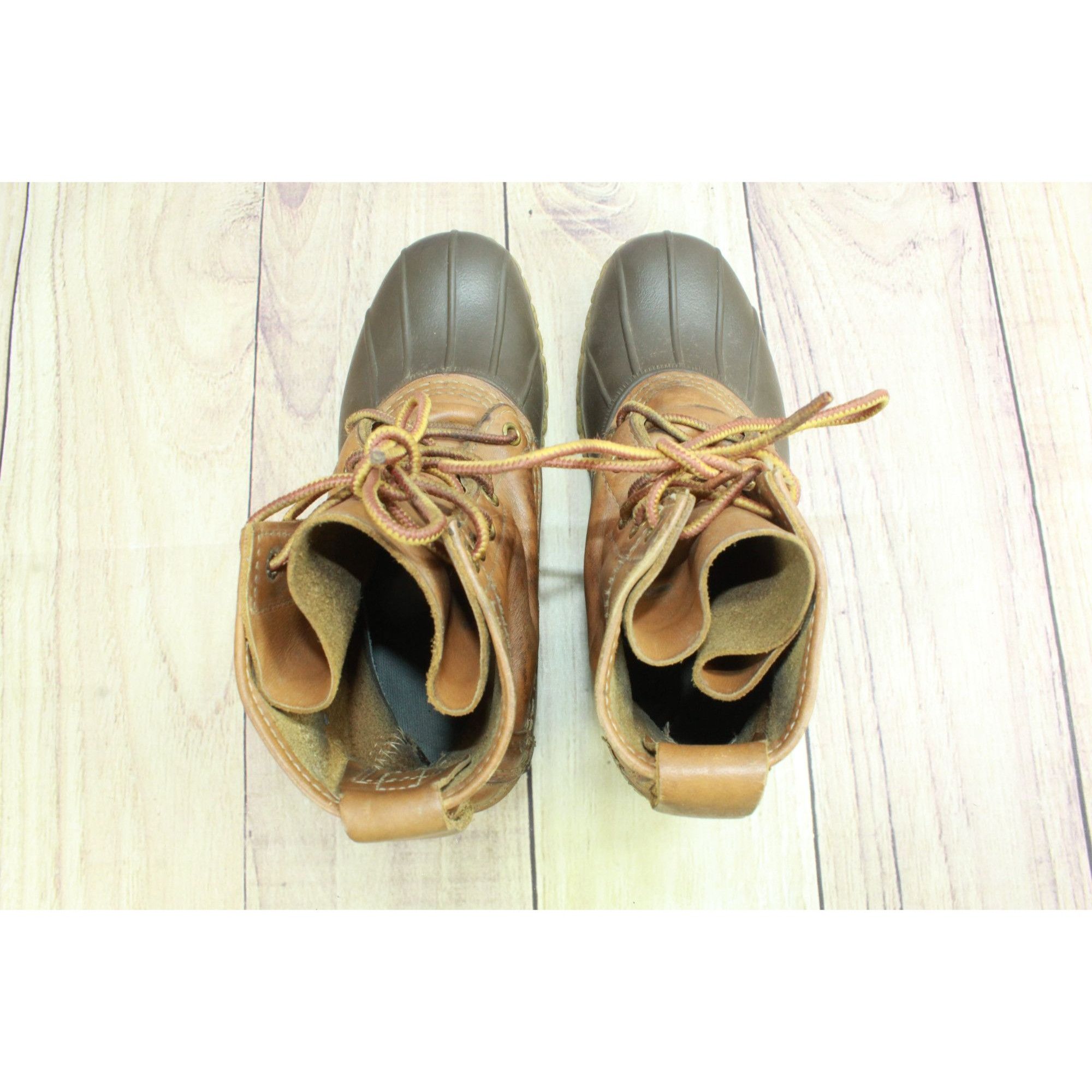 L.L. Bean × Leather LL Bean Women's Leather Lace Up Unlined Ankle Duck Boots Size US 8 / IT 38 - 7 Thumbnail