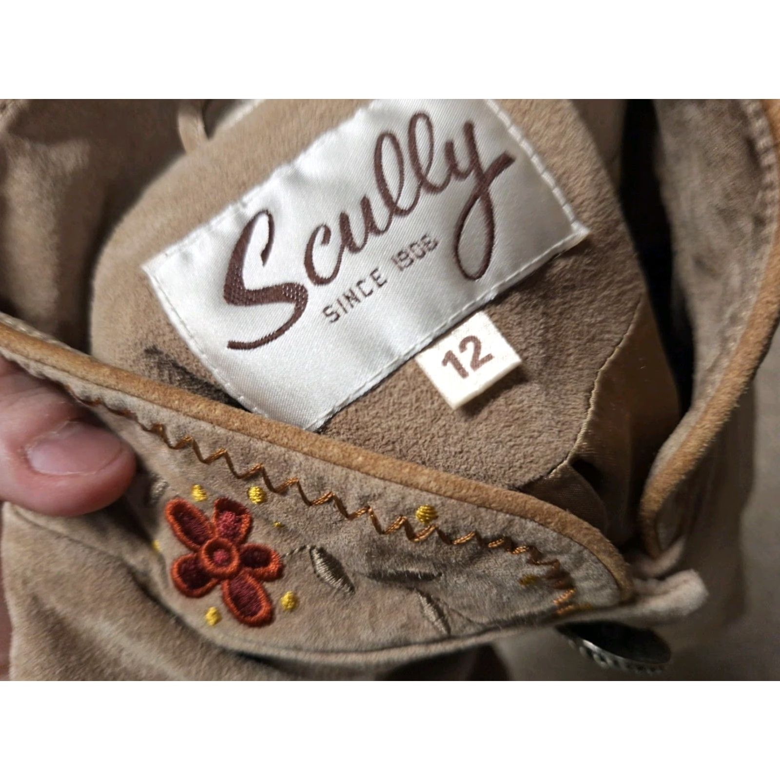 Scully VINTAGE Scully Womens Floral Suede Leather Button Western Rodeo Jacket Size 12 Size XL / US 12-14 / IT 48-50 - 2 Thumbnail