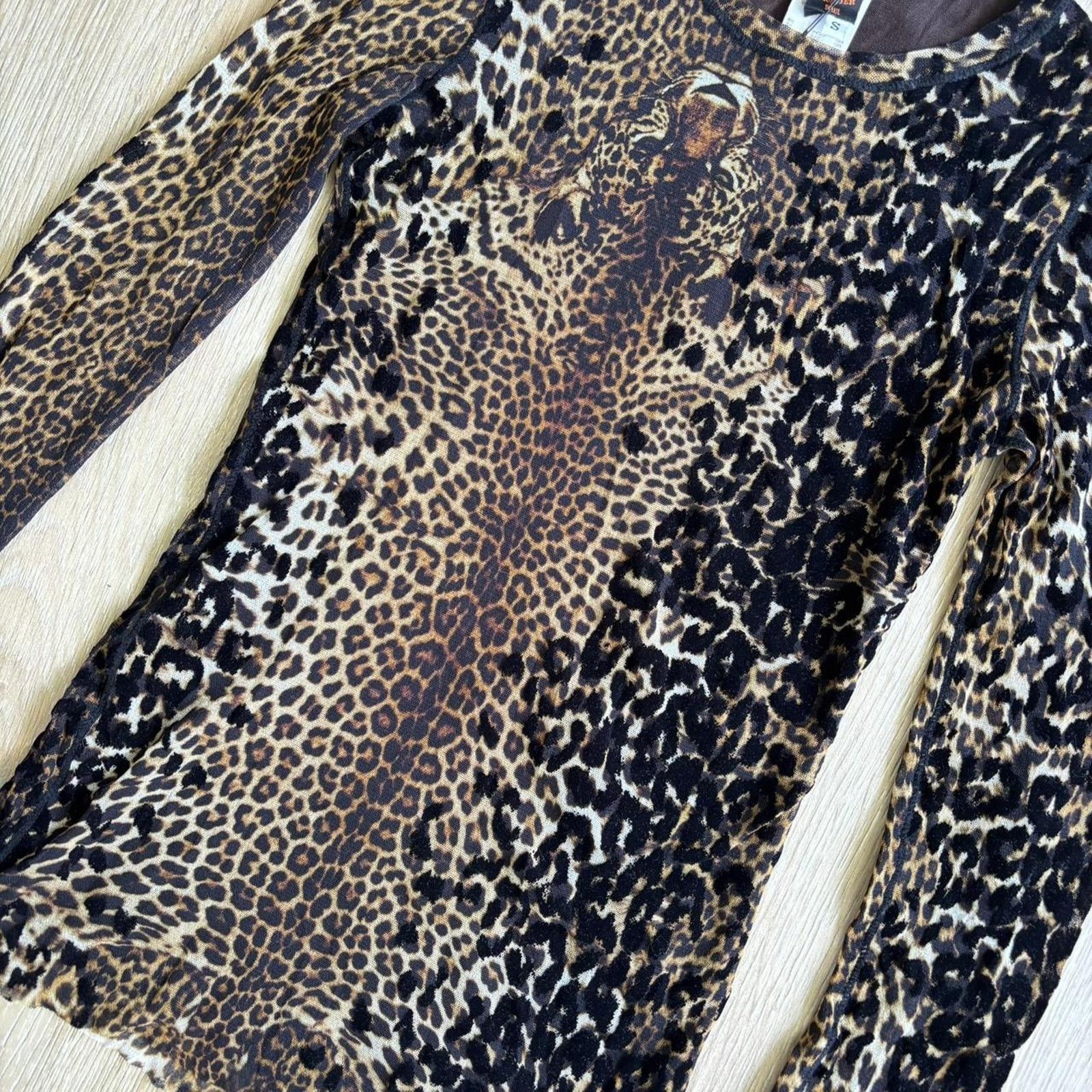 Jean Paul Gaultier Jean Paul Gaultier Mesh Leopard Print Long Sleeve Cut & Sew Size S / US 4 / IT 40 - 2 Thumbnail