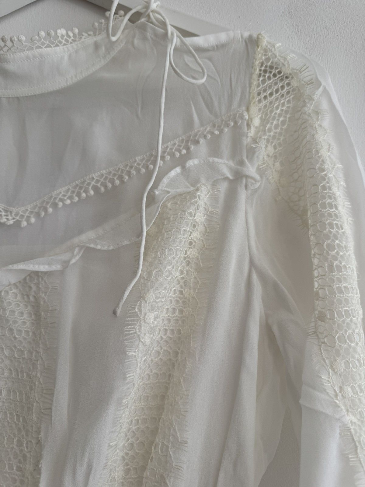 Iro IRO Swirl tiered lace-paneled shirred georgette mini dress Size S / US 4 / IT 40 - 5 Thumbnail