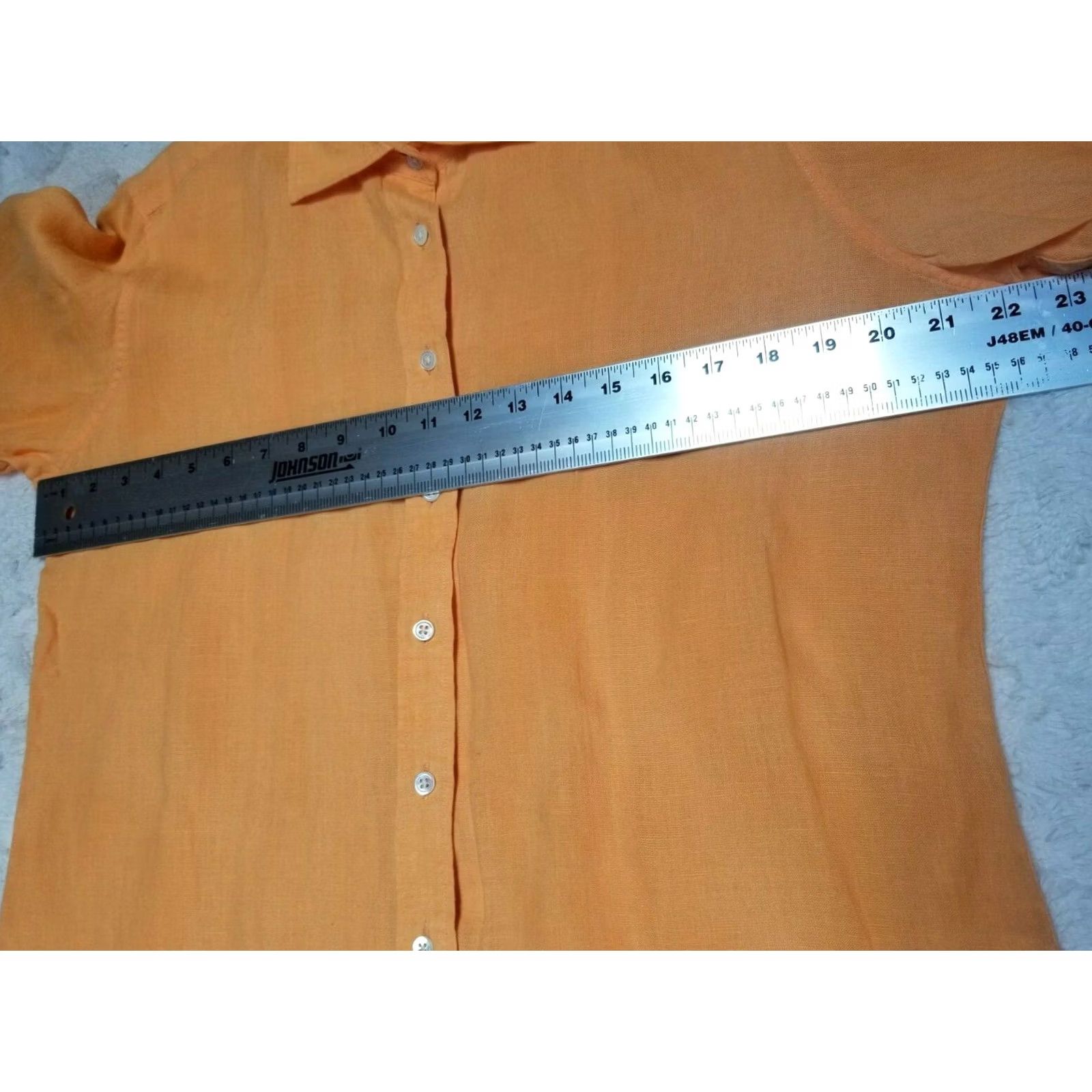 Lands' End Lands' End Orange Button-Up Long Sleeve Linen Shirt Top Women Medium 10-12 Size M / US 6-8 / IT 42-44 - 5 Thumbnail