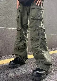 Japanese Brand VIBE Retro multi-pocket straight-leg loose casual overalls Size US 32 / EU 48 - 7 Thumbnail