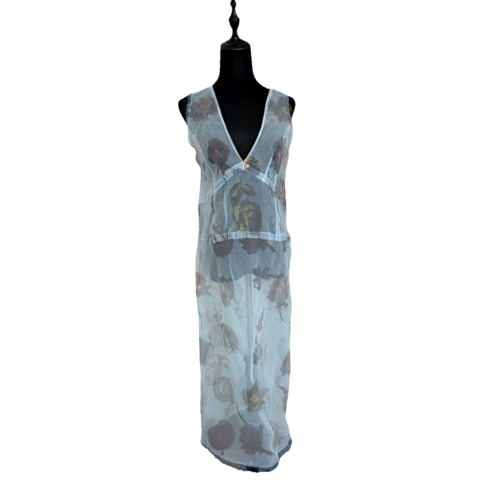 Zara Nwt Zara Dress Midi Short Sleeve No Pattern V Neck Blue Knit Midi Dress Size M - Zara Women MIDI Dress Blue/Multi 90s/Event/Party Womens Size 32" / US 10 / IT 46 - 4 Thumbnail