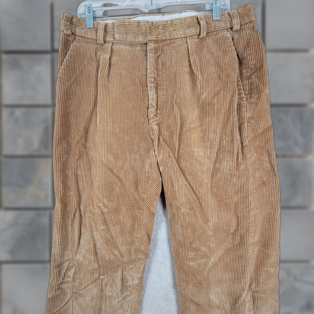 Vintage Farlows Corduroy Pants Mens 38 x 31 Brown Pleated Cuffed Regular Size US 38 / EU 54 - 1 Thumbnail
