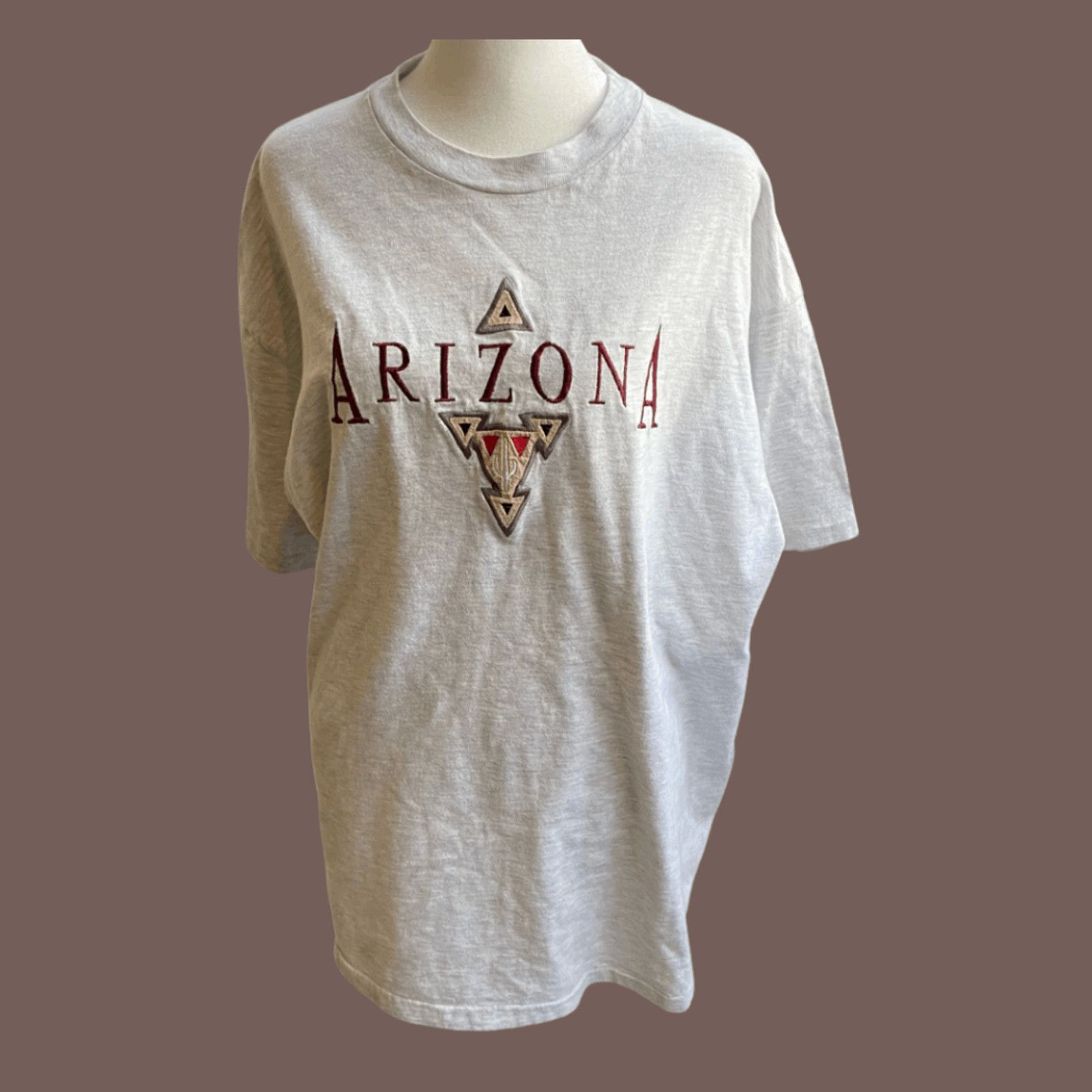 Hanes × Vintage VTG Graphic Tee | Hanes Arizona Embroidered Gray | 90s MIUSA Size US XL / EU 56 / 4 - 1 Thumbnail
