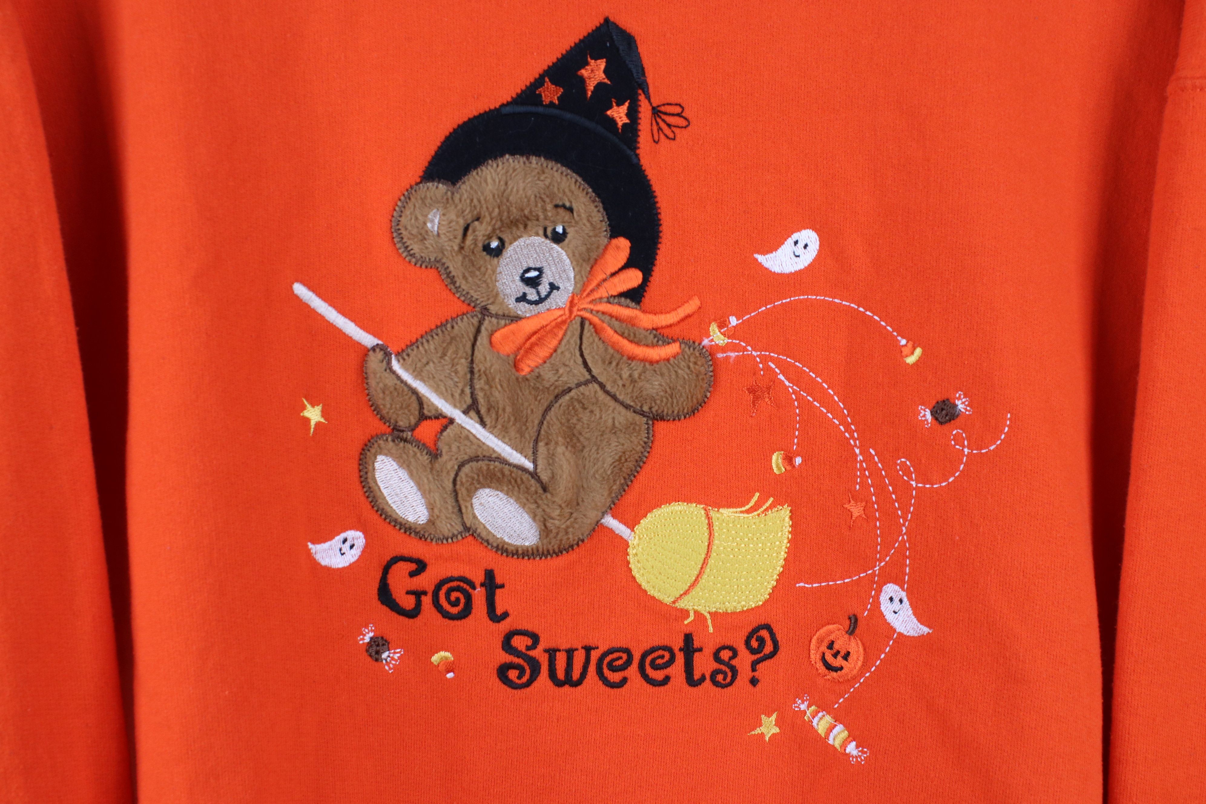 Vintage Vintage 90s Streetwear Halloween Witch Sweatshirt Orange Size L / US 10 / IT 46 - 4 Thumbnail