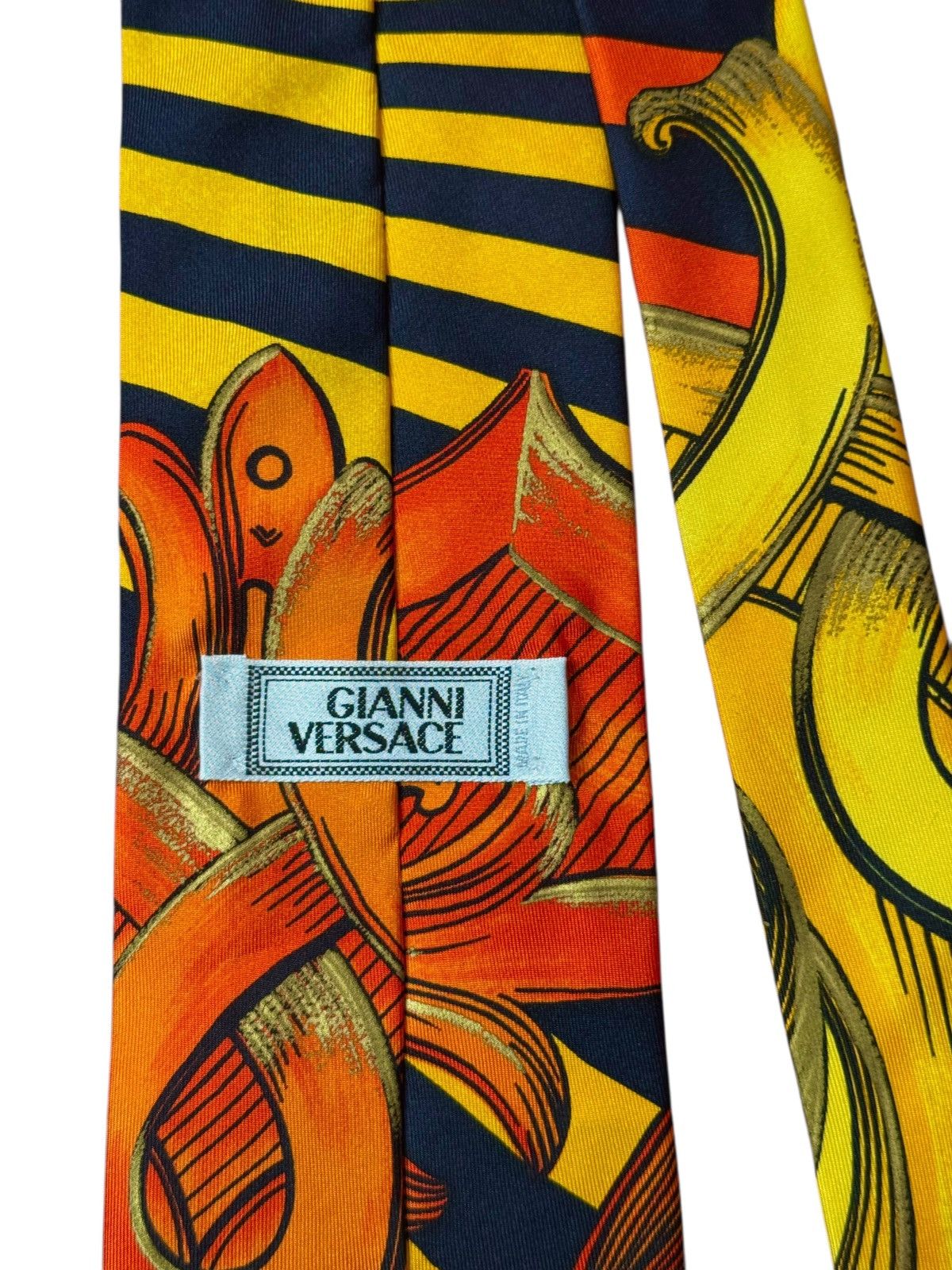 Gianni Versace Striped Baroque Silk Tie Vintage