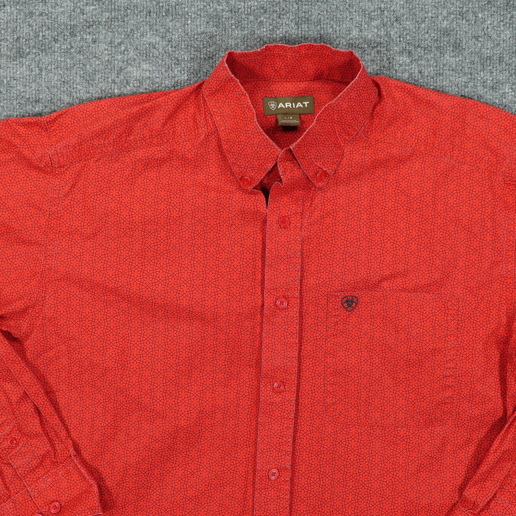 Ariat Ariat Shirt Mens Large Red Micro Floral Long Sleeve Button-Down Western Casual Size US L / EU 52-54 / 3 - 3 Thumbnail