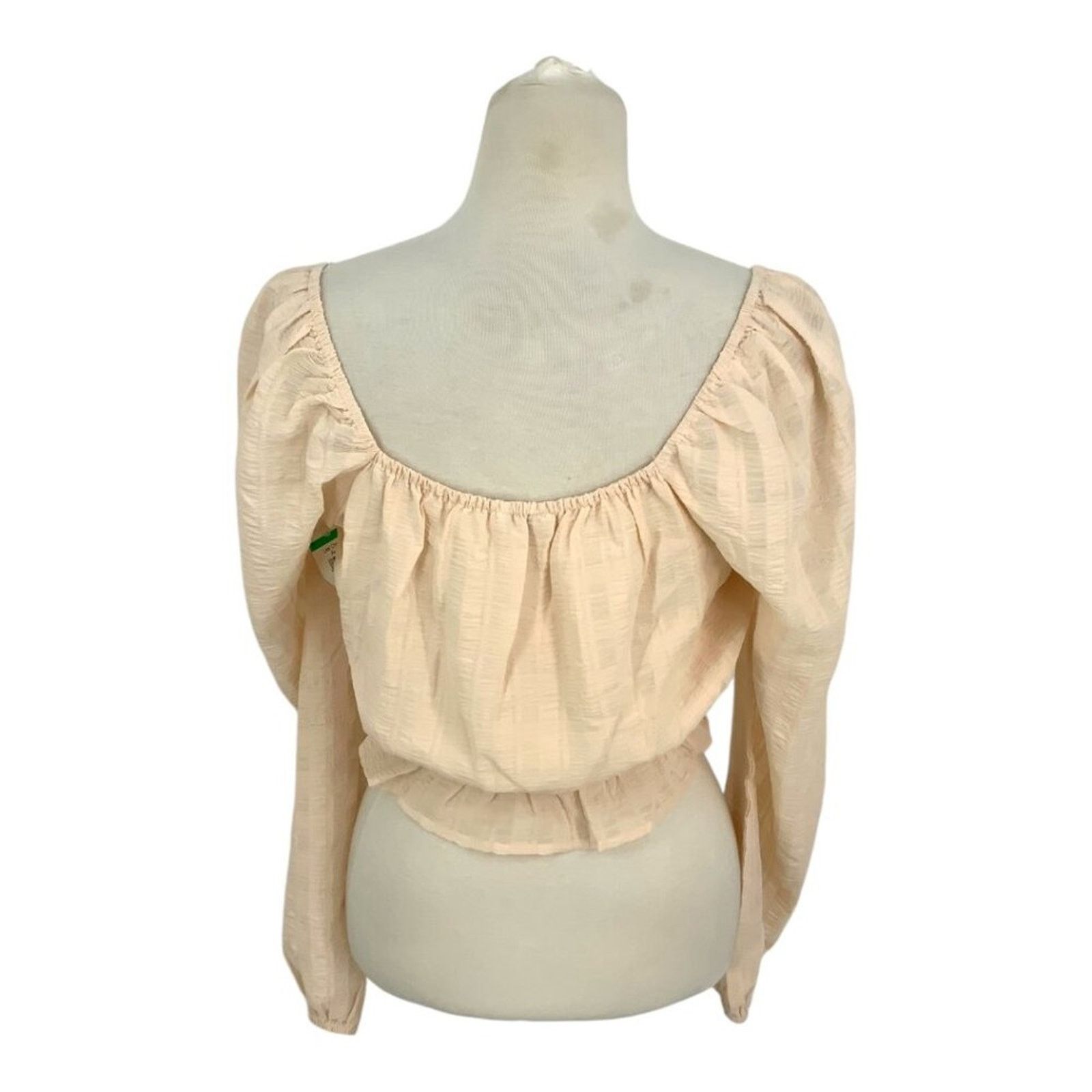Other Lush Puff Sleeve Tie Front Blouse Cream Size Medium NWOT Size M / US 6-8 / IT 42-44 - 6 Thumbnail