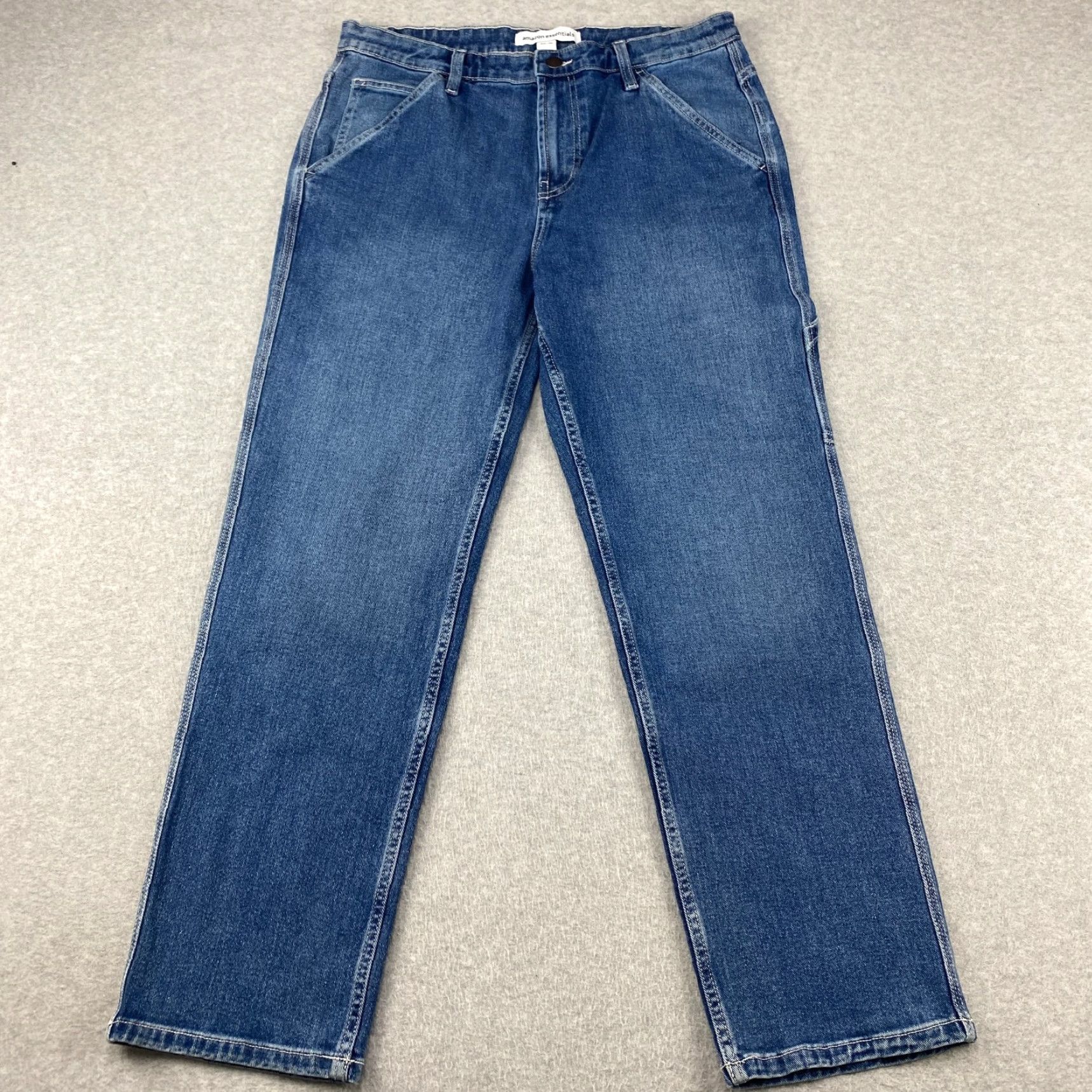 Essentials Amazon Jeans Mens 33X30 Blue Straight Leg Pockets Loose Fit Stretch 7 - 5-Pocket Design Denim Slim Straight Casual Modern Vintage: No Size US 33 - 2 Thumbnail