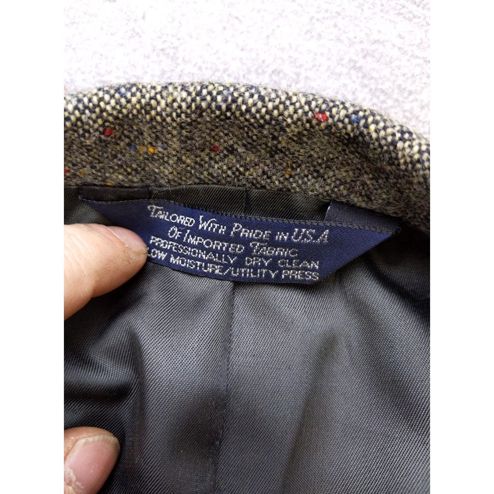 Lands' End Lands End Blazer Mens Large Long Gray Wool Herringbone Tweed Sport Coat Jacket USA Size 38R - 4 Thumbnail