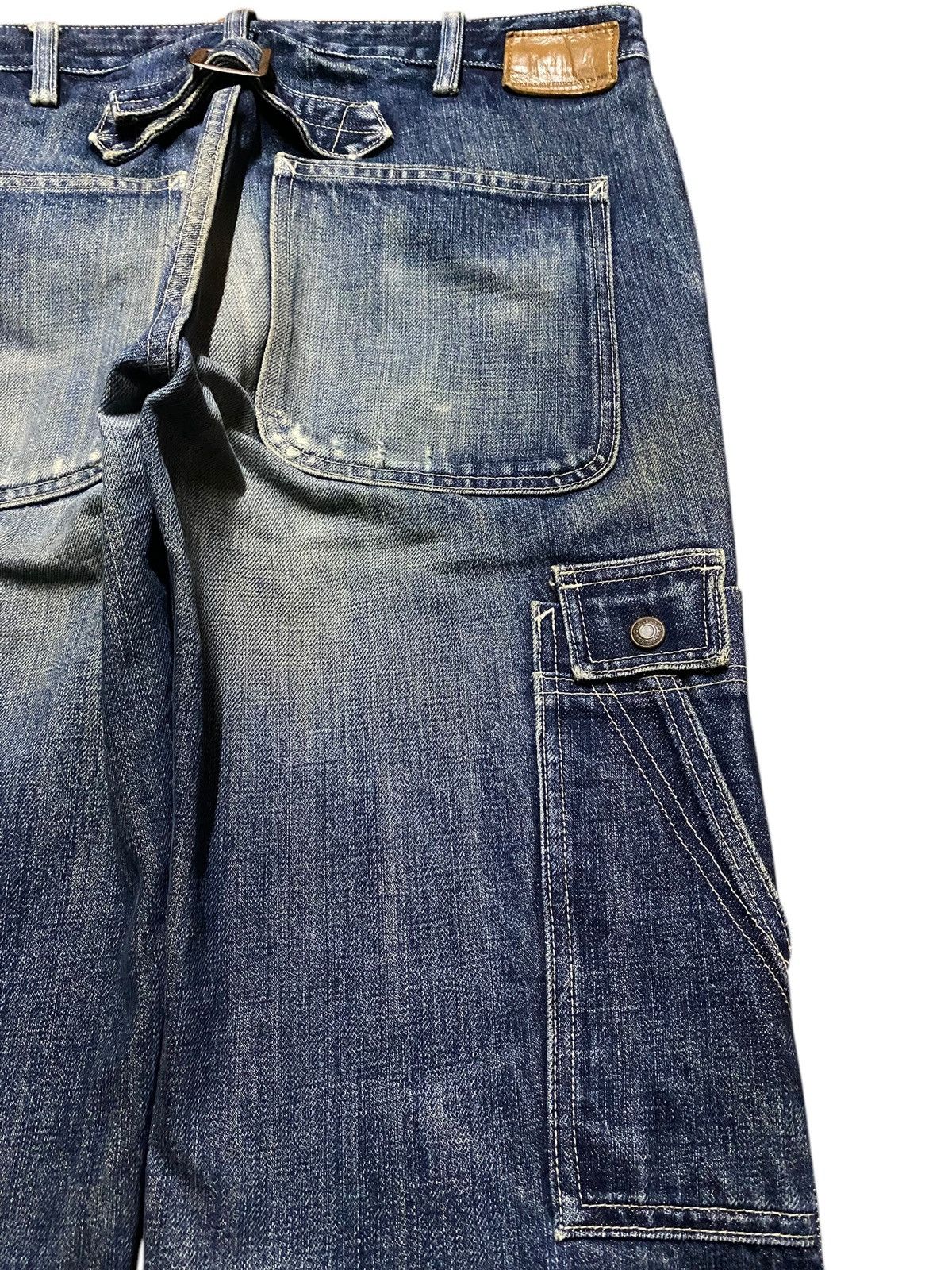 Le Grande Bleu (L.G.B.) Multipocket Carpenter Mud Wash Buckle Back Baggy Gap Jeans Size US 34 / EU 50 - 10 Thumbnail