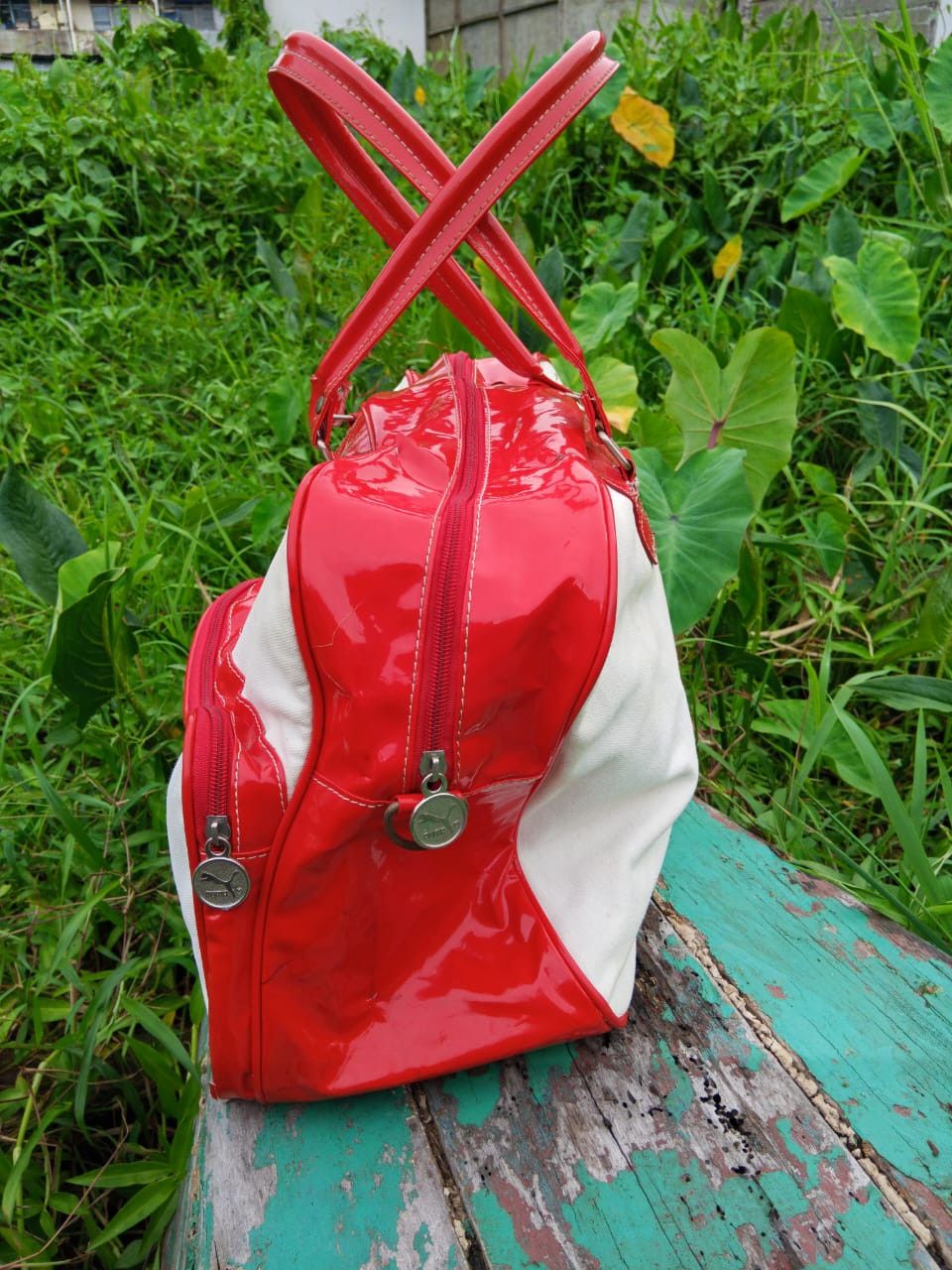 Puma puma red & White leather bowling bag vintage Size ONE SIZE - 3 Thumbnail