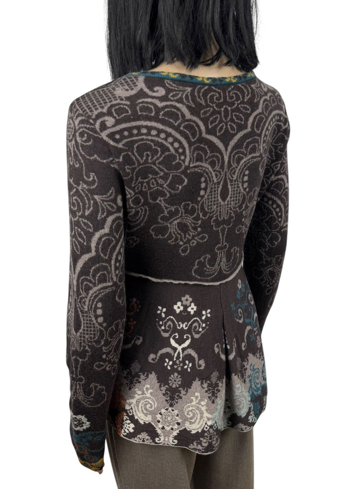 Designer Ivko Wool Cardigan Button Up Embroidered Flowers Printed Size L / US 10 / IT 46 - 6 Thumbnail