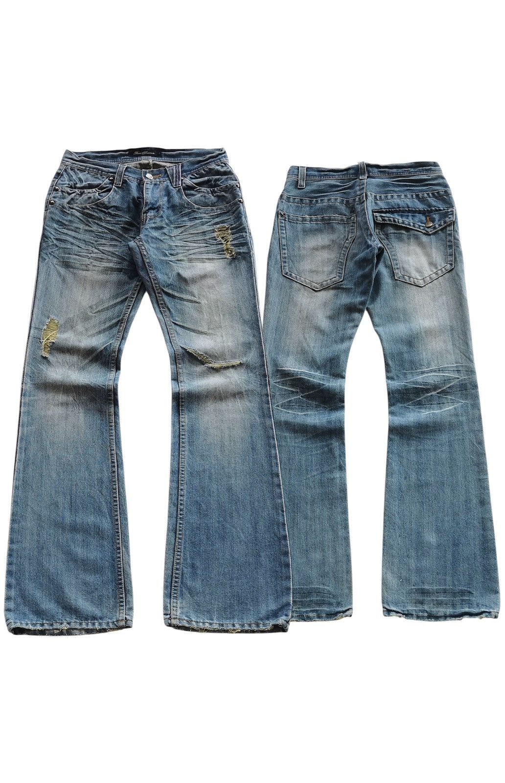 Japanese Brand Root Three Style Bootcut Distressed Jeans Size US 28 / EU 44 - 1 Thumbnail