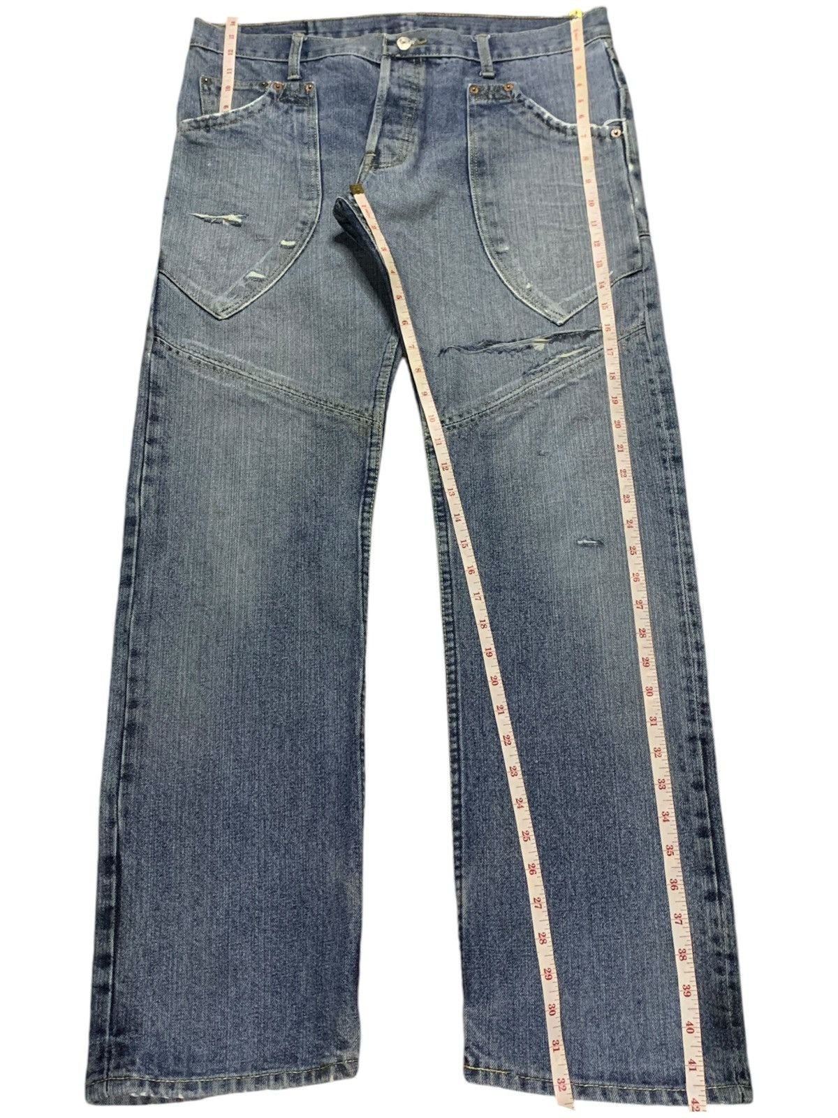 Japanese Brand Vintage Japanese Brand Blue Wash Selvedge Loose Jeans Size US 36 / EU 52 - 12 Thumbnail