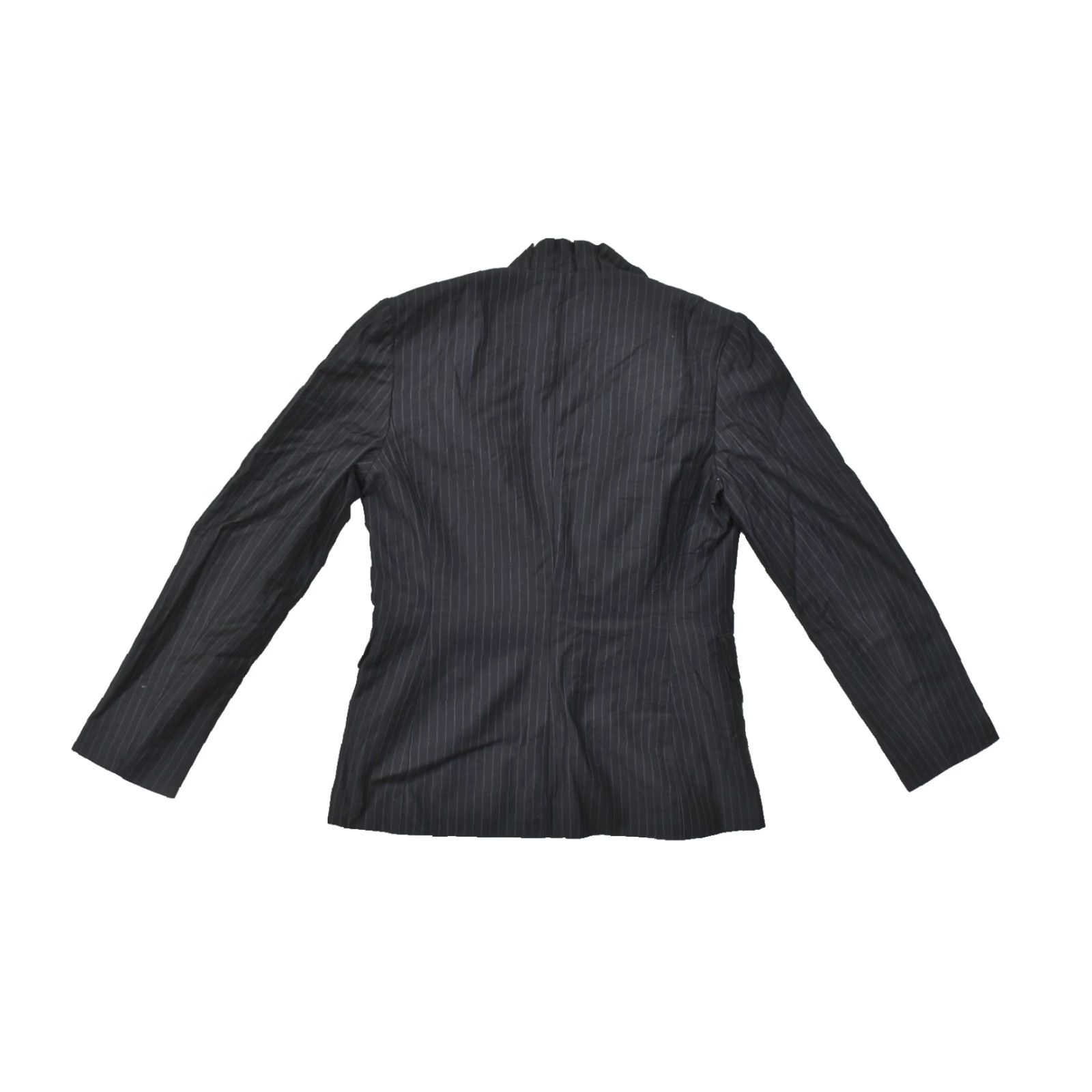 Calvin Klein Calvin Klein Blazer Women Size 6 Black Pinstripe Single Button Teal Lining Pro Medium-Length" Size M / US 6-8 / IT 42-44 - 2 Thumbnail
