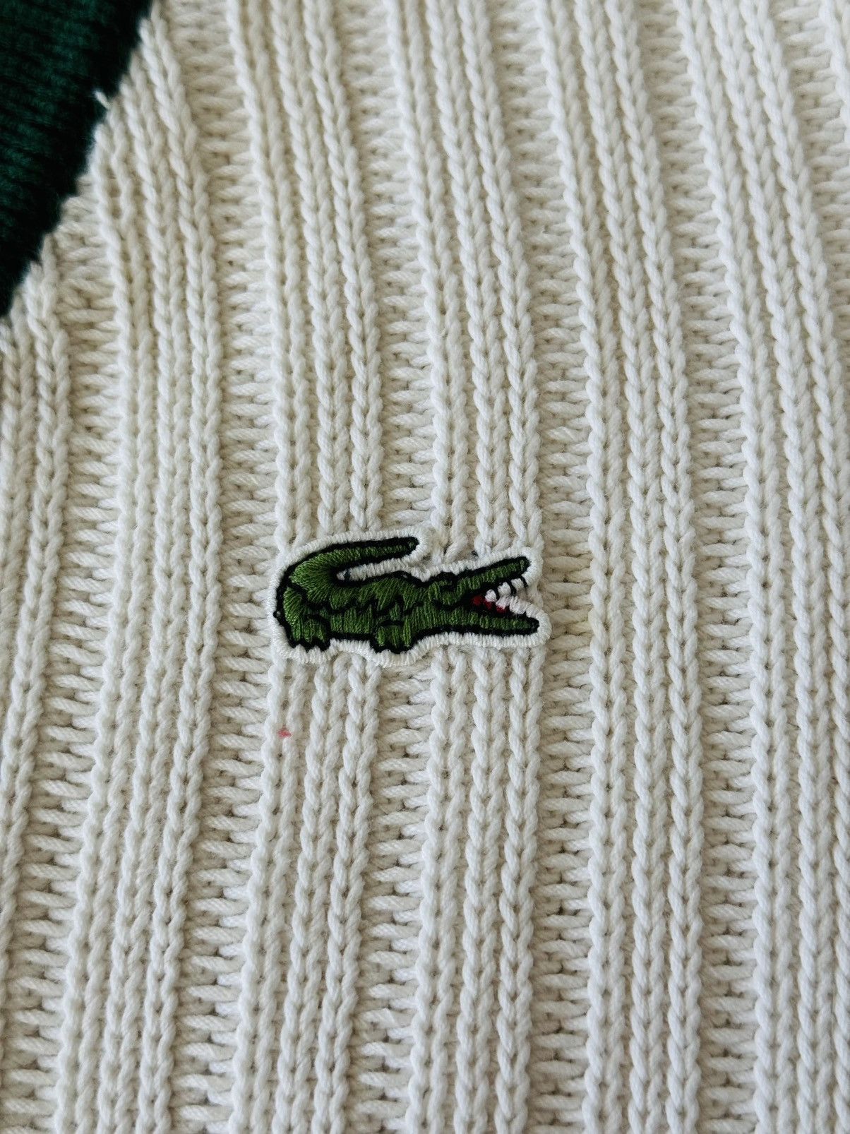 Lacoste Lacoste asymmetric contrast cable knit tennis sweater sz 5 Size US L / EU 52-54 / 3 - 11 Thumbnail