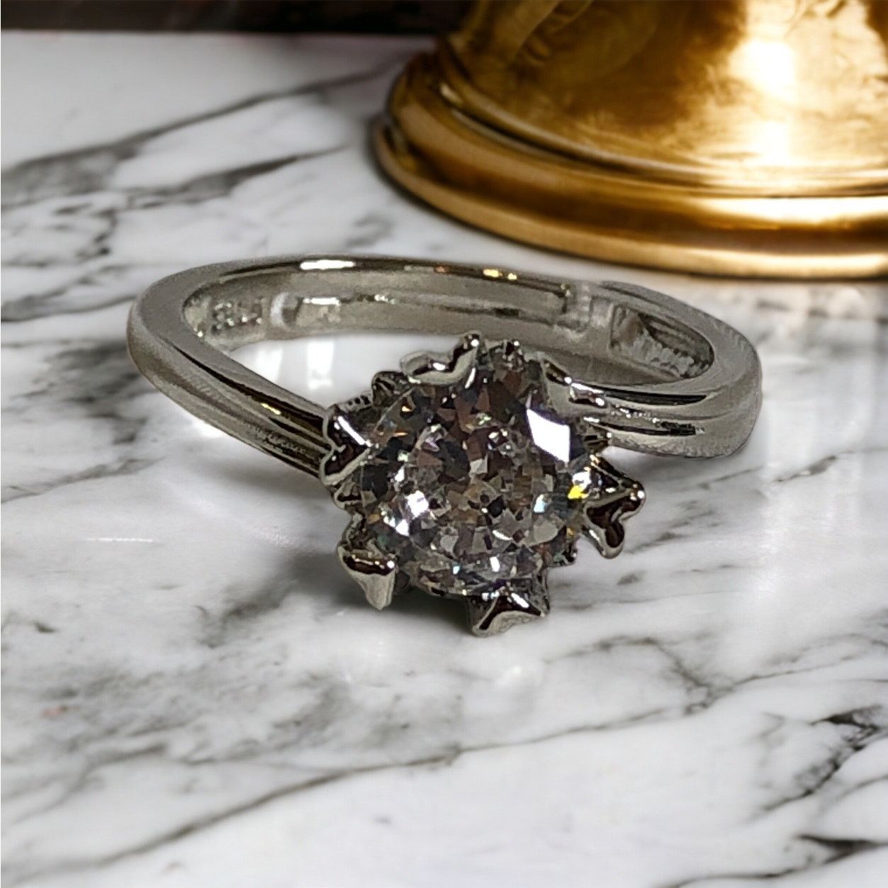 Other Cubic Zirconia Sterling Silver Ring Heart Prongs Adjustable Size ONE SIZE - 4 Thumbnail