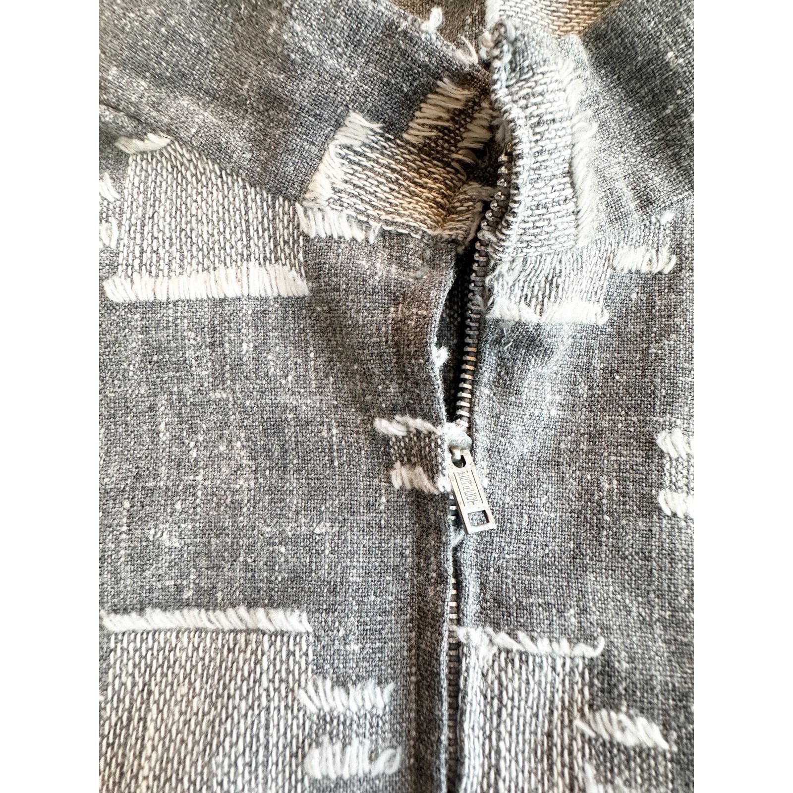 Homemade 70s Grey & White Slub Knit Fringe Set Size 28" / US 6 / IT 42 - 7 Thumbnail