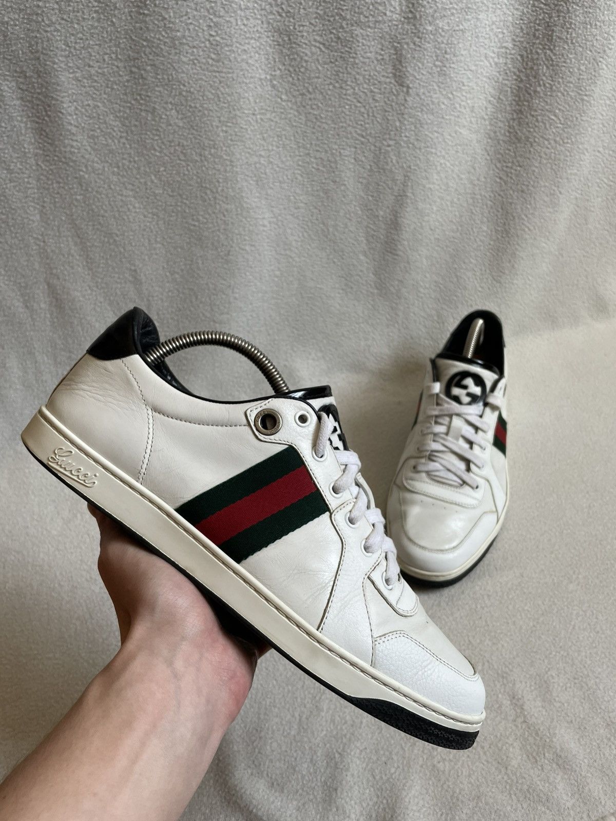 Vintage Gucci Leather Low Top Sneakers | Ace Shoes |Trainers in White, Men's (Size 9)