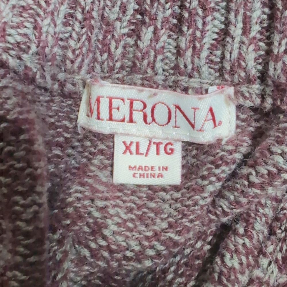 Merona Men's Wide Crew Neck XL Maroon /Gray Sweater 100% Cotton Size US XL / EU 56 / 4 - 3 Thumbnail