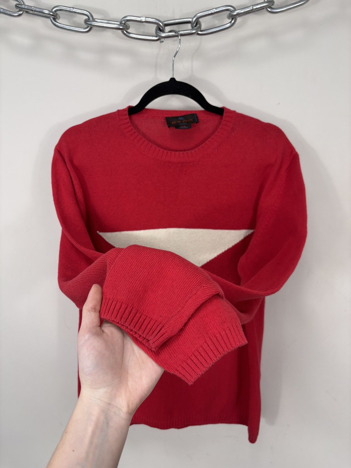 Etro Etro Milano Men’s Slim Fit Red Geometric Intarsia Sweater Size US M / EU 48-50 / 2 - 6 Thumbnail