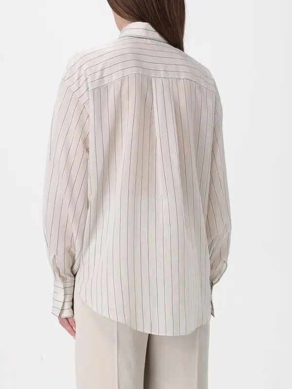 Brunello Cucinelli o1y0725 Striped Shirt in Beige Size 3XL / US 20-22 - 2 Thumbnail